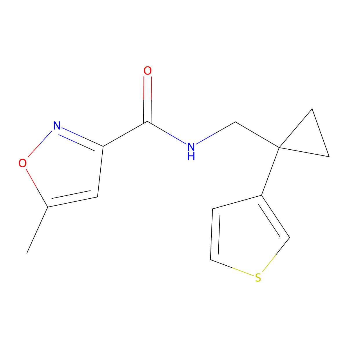 5-methyl-N-{[1-(thiophen-3-yl)cyclopropyl]methyl}-1,2-oxazole-3-carboxamide molecular structure, CAS 2415457-16-6