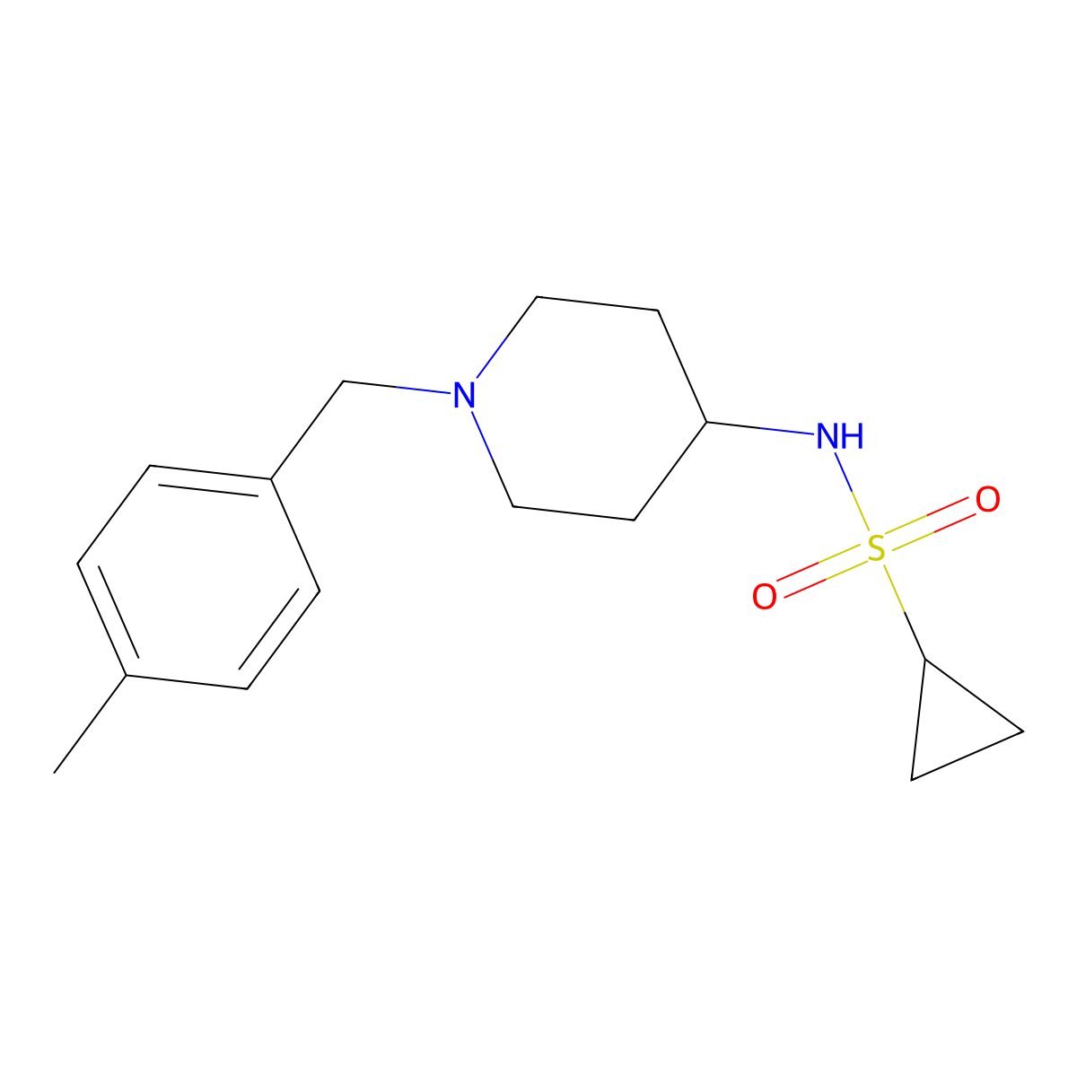 N-{1-[(4-methylphenyl)methyl]piperidin-4-yl}cyclopropanesulfonamide molecular structure, CAS 2415457-24-6