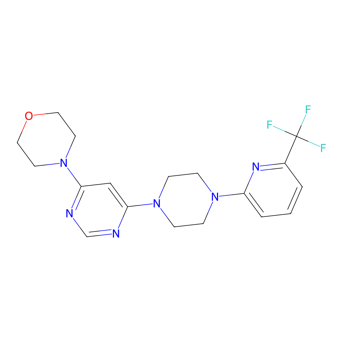 4-(6-{4-[6-(Trifluoromethyl)pyridin-2-yl]piperazin-1-yl}pyrimidin-4-yl)morpholine molecular structure, CAS 2415461-53-7