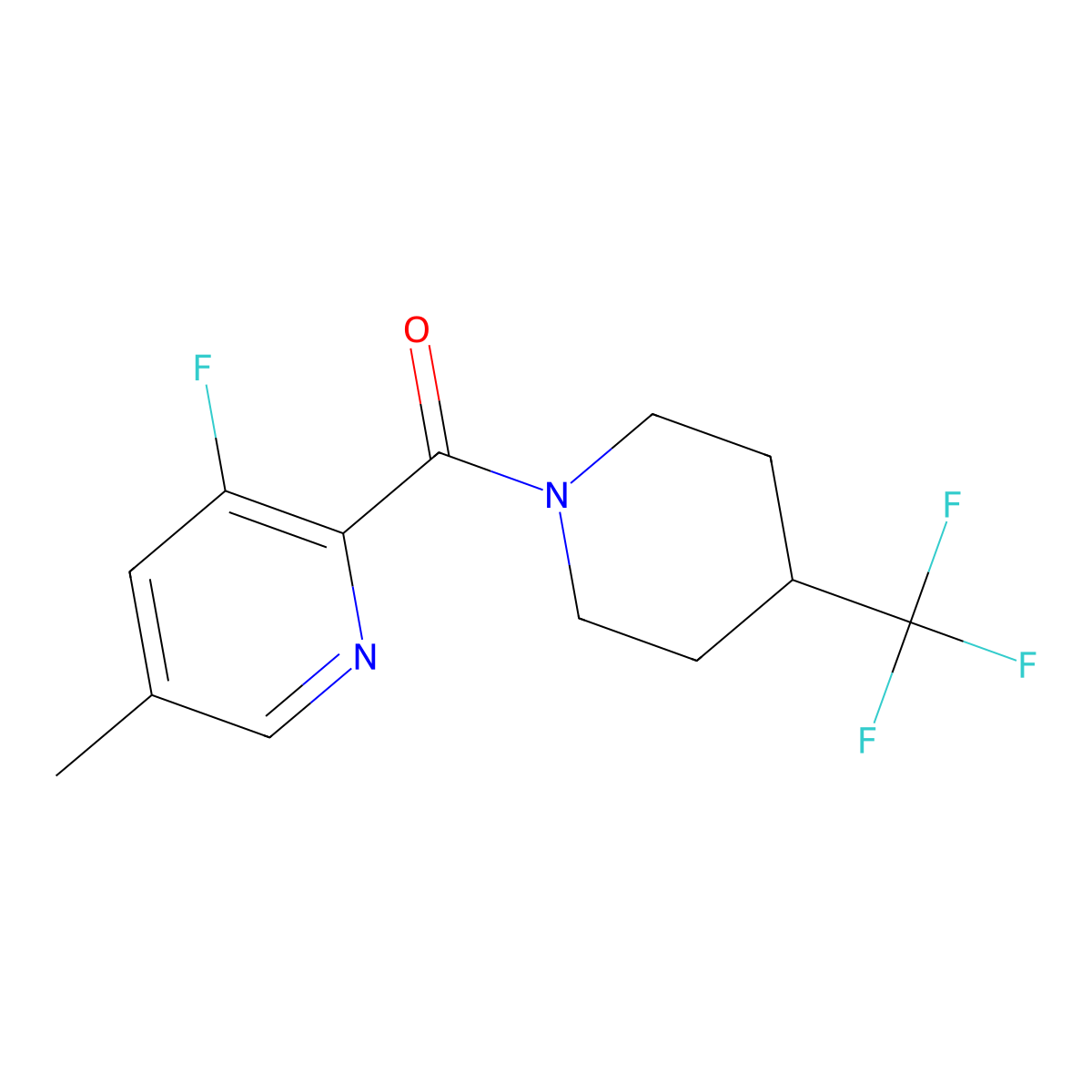 3-Fluoro-5-methyl-2-[4-(trifluoromethyl)piperidine-1-carbonyl]pyridine molecular structure, CAS 2415461-54-8