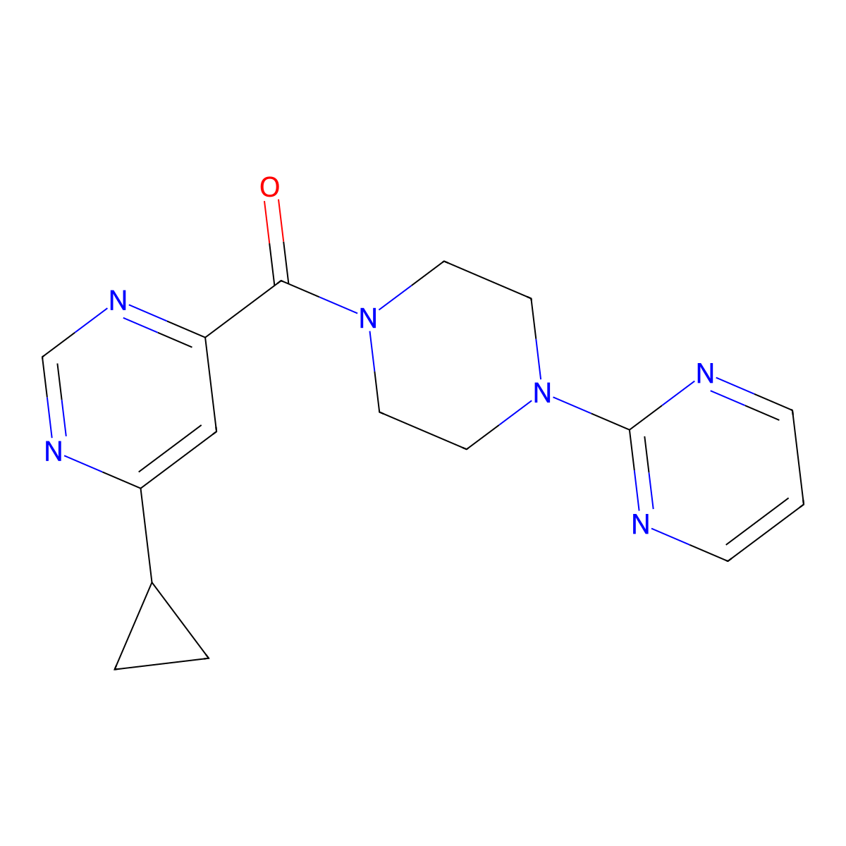 4-Cyclopropyl-6-[4-(pyrimidin-2-yl)piperazine-1-carbonyl]pyrimidine molecular structure, CAS 2415461-55-9