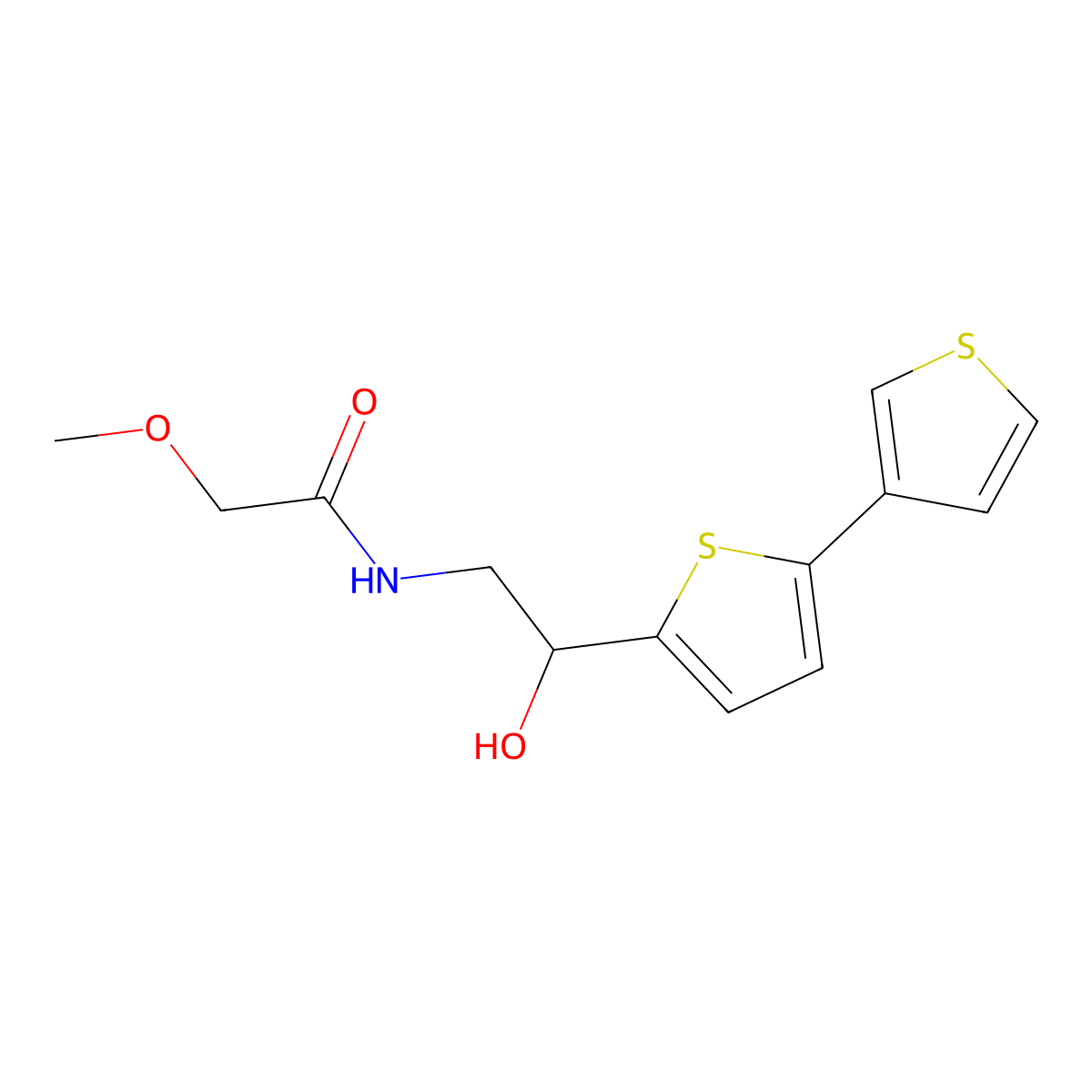 N-(2-{[2,3'-bithiophene]-5-yl}-2-hydroxyethyl)-2-methoxyacetamide molecular structure, CAS 2415461-57-1
