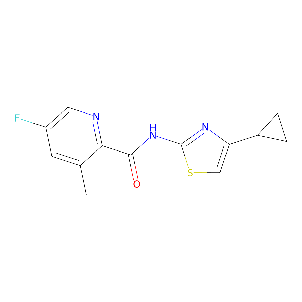 N-(4-cyclopropyl-1,3-thiazol-2-yl)-5-fluoro-3-methylpyridine-2-carboxamide molecular structure, CAS 2415461-58-2