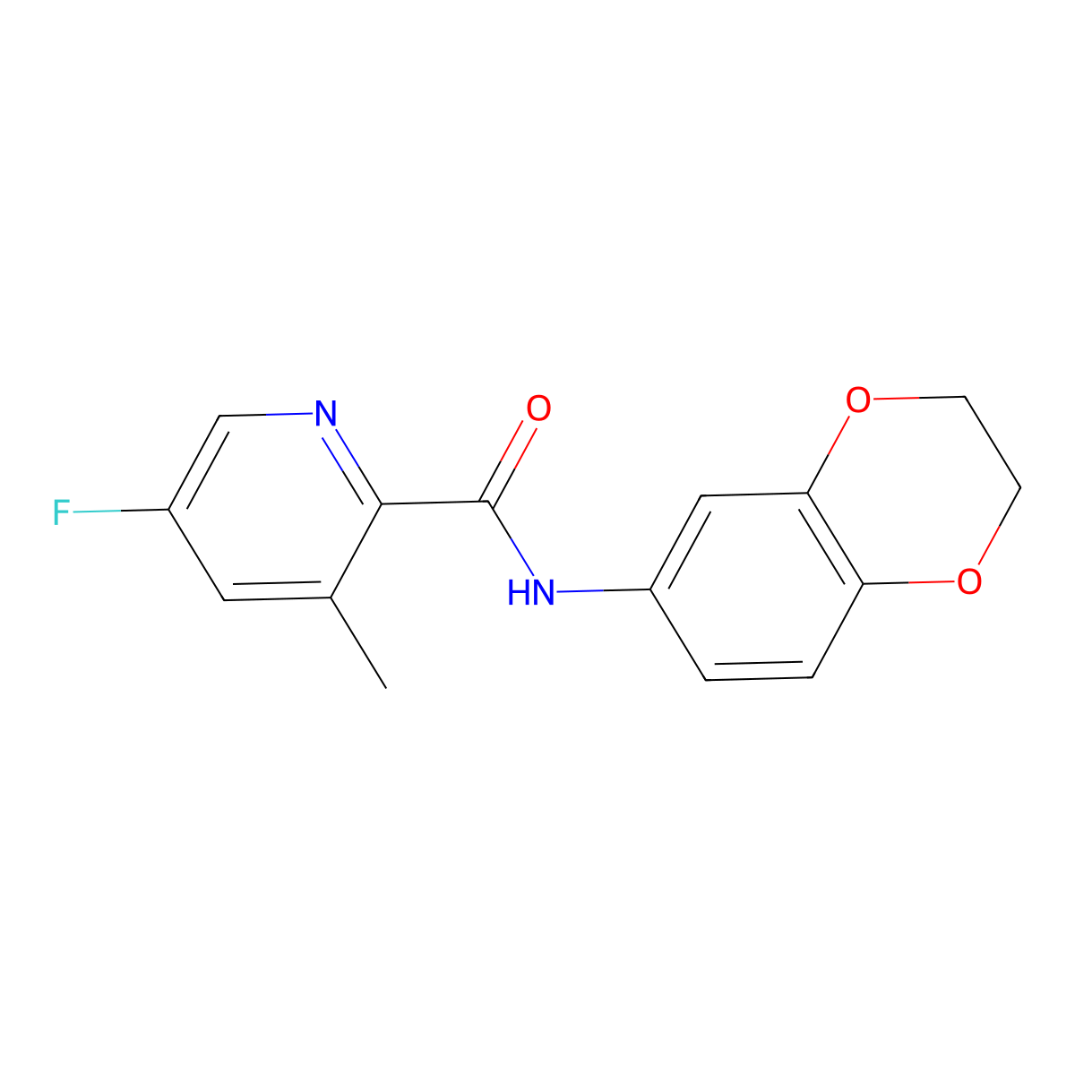 N-(2,3-dihydro-1,4-benzodioxin-6-yl)-5-fluoro-3-methylpyridine-2-carboxamide molecular structure, CAS 2415461-59-3