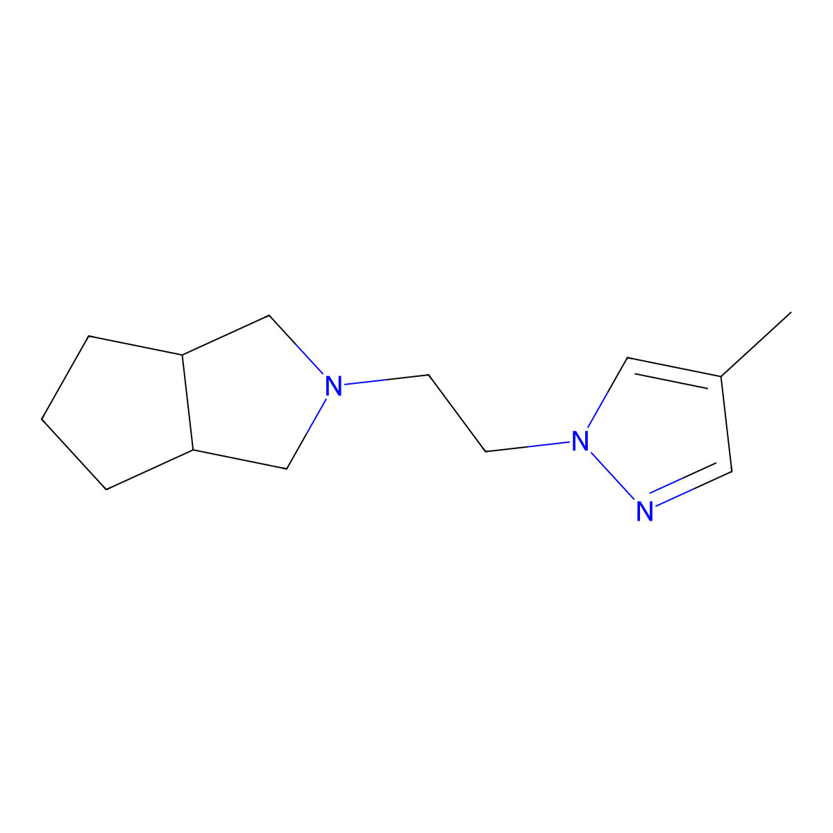 4-methyl-1-(2-{octahydrocyclopenta[c]pyrrol-2-yl}ethyl)-1H-pyrazole molecular structure, CAS 2415461-60-6