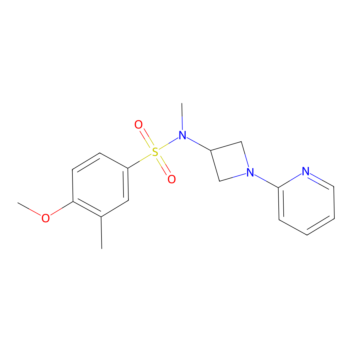 4-methoxy-N,3-dimethyl-N-[1-(pyridin-2-yl)azetidin-3-yl]benzene-1-sulfonamide molecular structure, CAS 2415461-65-1