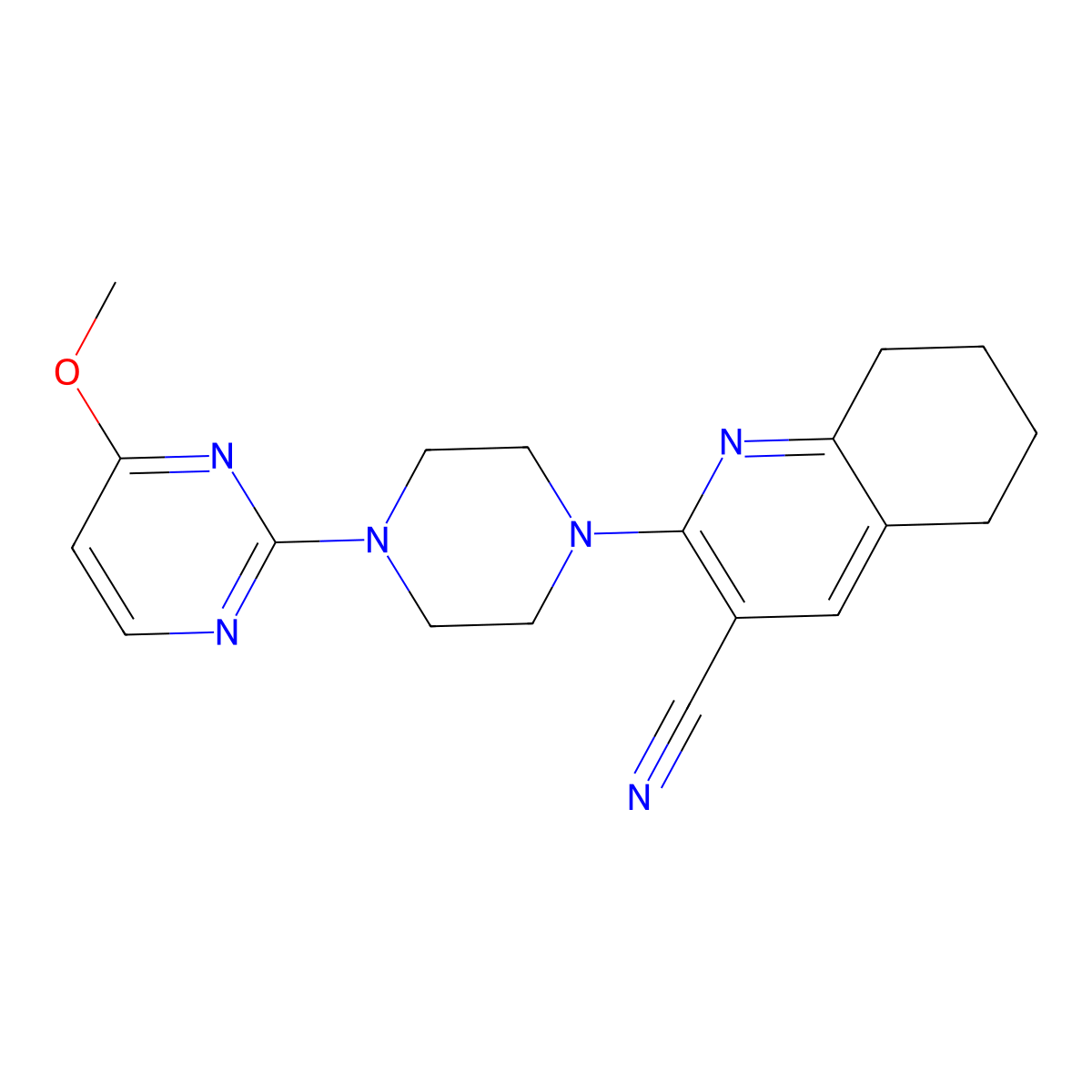 2-[4-(4-Methoxypyrimidin-2-yl)piperazin-1-yl]-5,6,7,8-tetrahydroquinoline-3-carbonitrile molecular structure, CAS 2415461-77-5