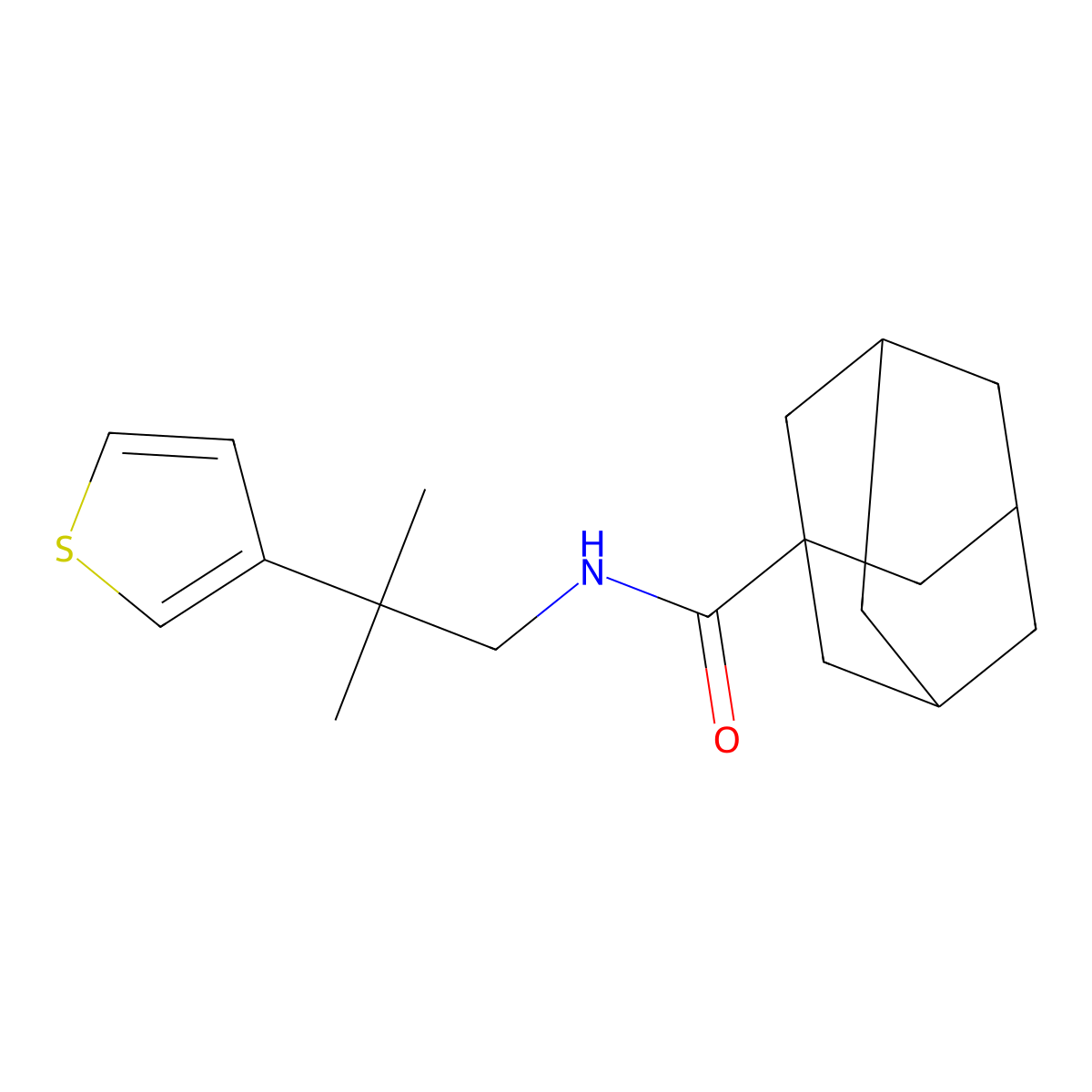 N-[2-methyl-2-(thiophen-3-yl)propyl]adamantane-1-carboxamide molecular structure, CAS 2415461-82-2