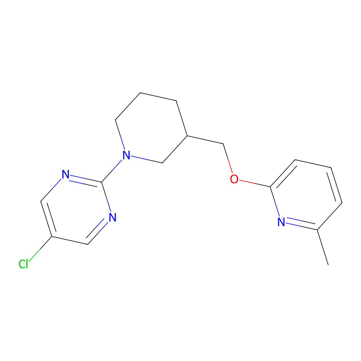 5-Chloro-2-(3-{[(6-methylpyridin-2-yl)oxy]methyl}piperidin-1-yl)pyrimidine molecular structure, CAS 2415461-86-6
