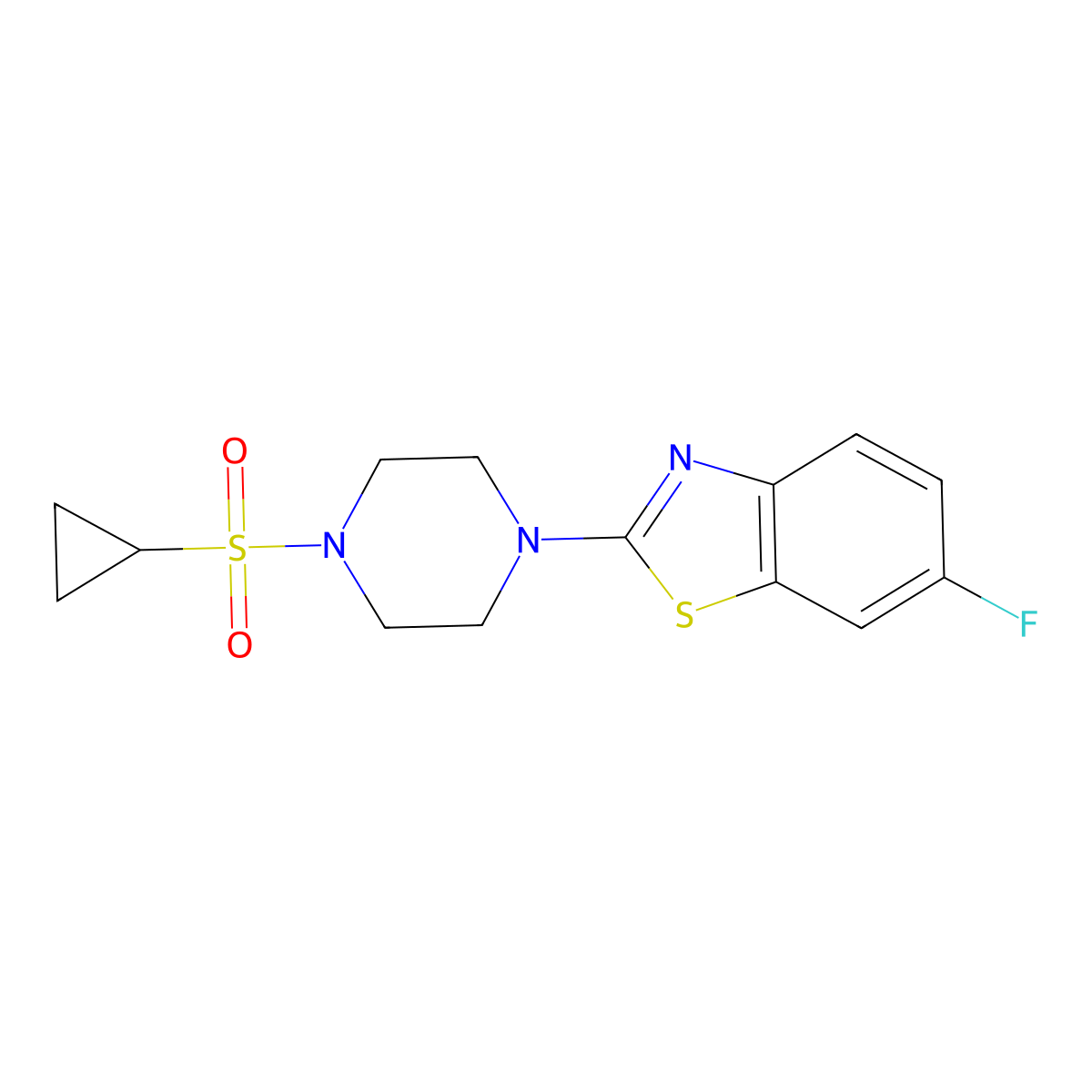 2-[4-(Cyclopropanesulfonyl)piperazin-1-yl]-6-fluoro-1,3-benzothiazole molecular structure, CAS 2415461-89-9