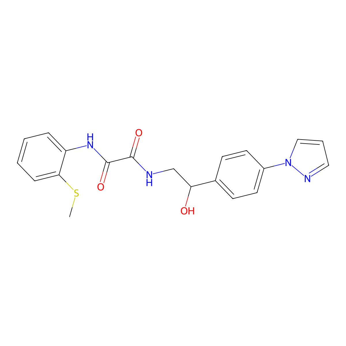 N'-{2-hydroxy-2-[4-(1H-pyrazol-1-yl)phenyl]ethyl}-N-[2-(methylsulfanyl)phenyl]ethanediamide molecular structure, CAS 2415461-93-5