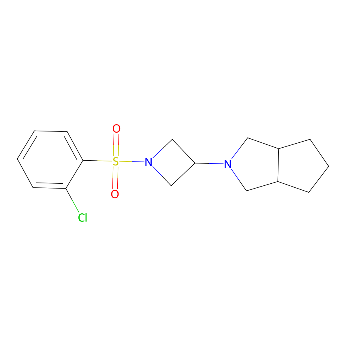 1-(2-Chlorobenzenesulfonyl)-3-{octahydrocyclopenta[c]pyrrol-2-yl}azetidine molecular structure, CAS 2415461-95-7