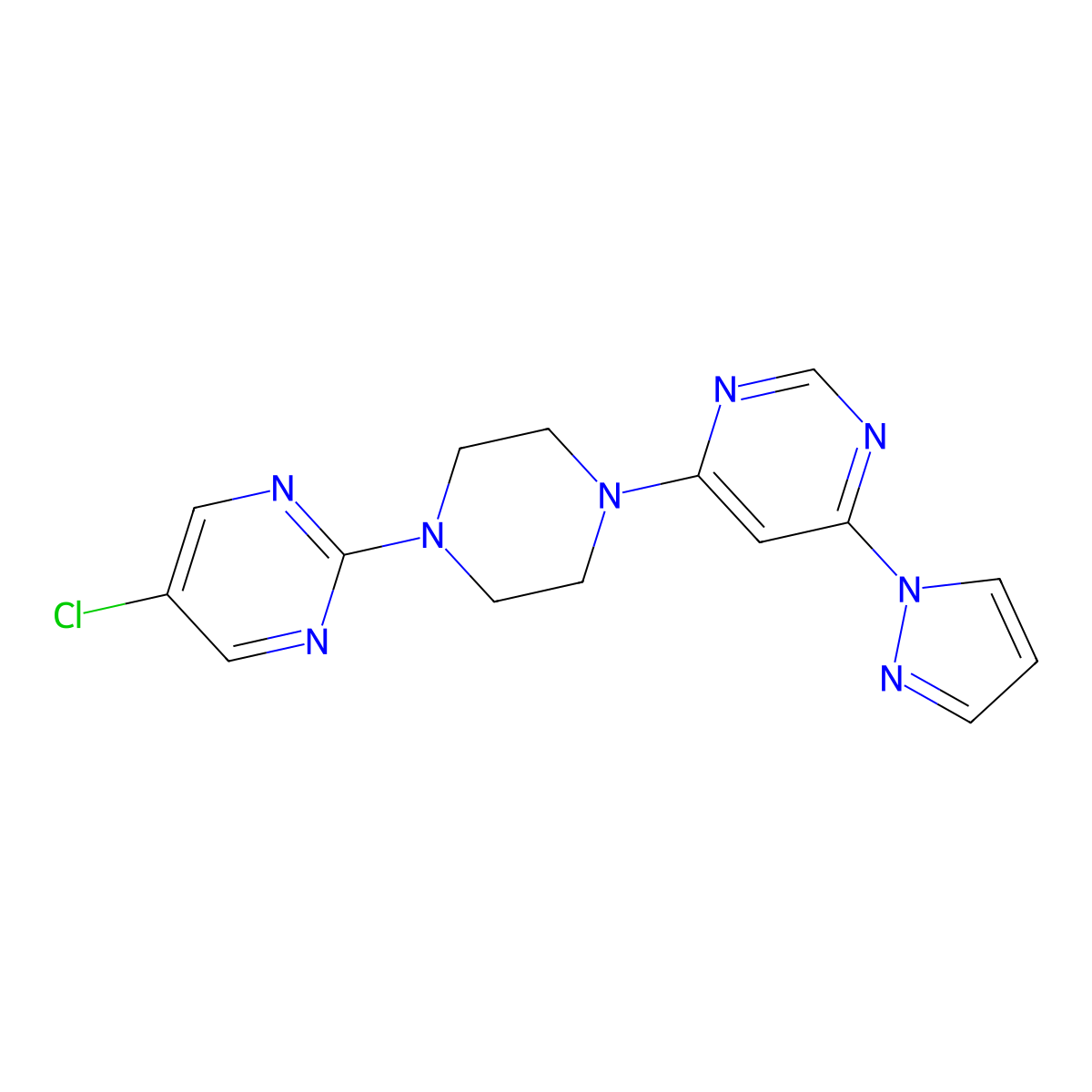 4-[4-(5-chloropyrimidin-2-yl)piperazin-1-yl]-6-(1H-pyrazol-1-yl)pyrimidine molecular structure, CAS 2415461-96-8