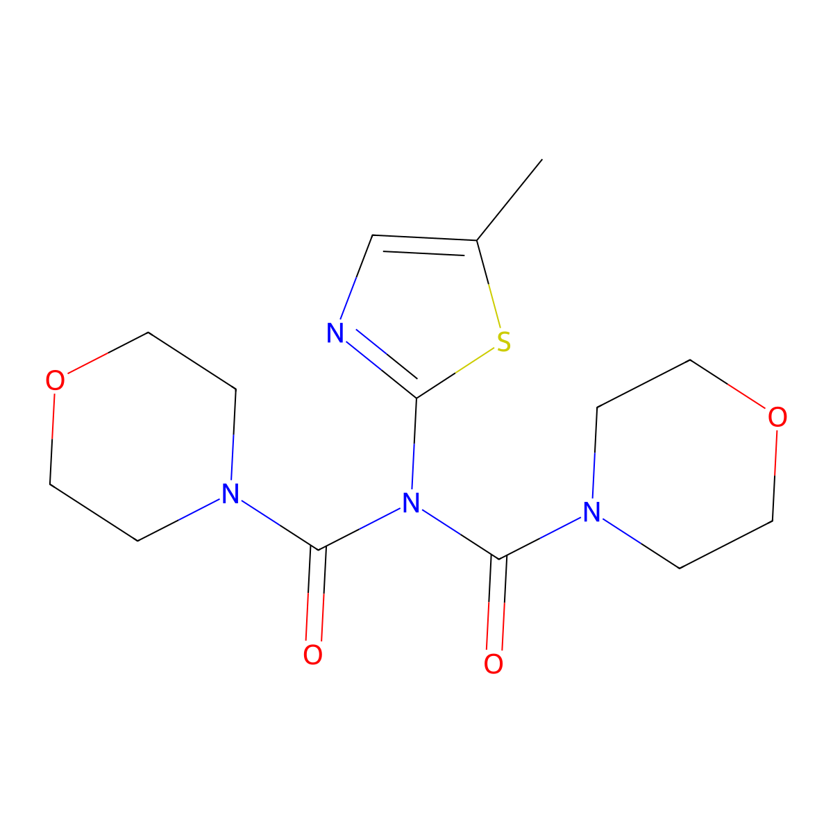 N-(5-methyl-1,3-thiazol-2-yl)-N-(morpholine-4-carbonyl)morpholine-4-carboxamide molecular structure, CAS 2415462-01-8