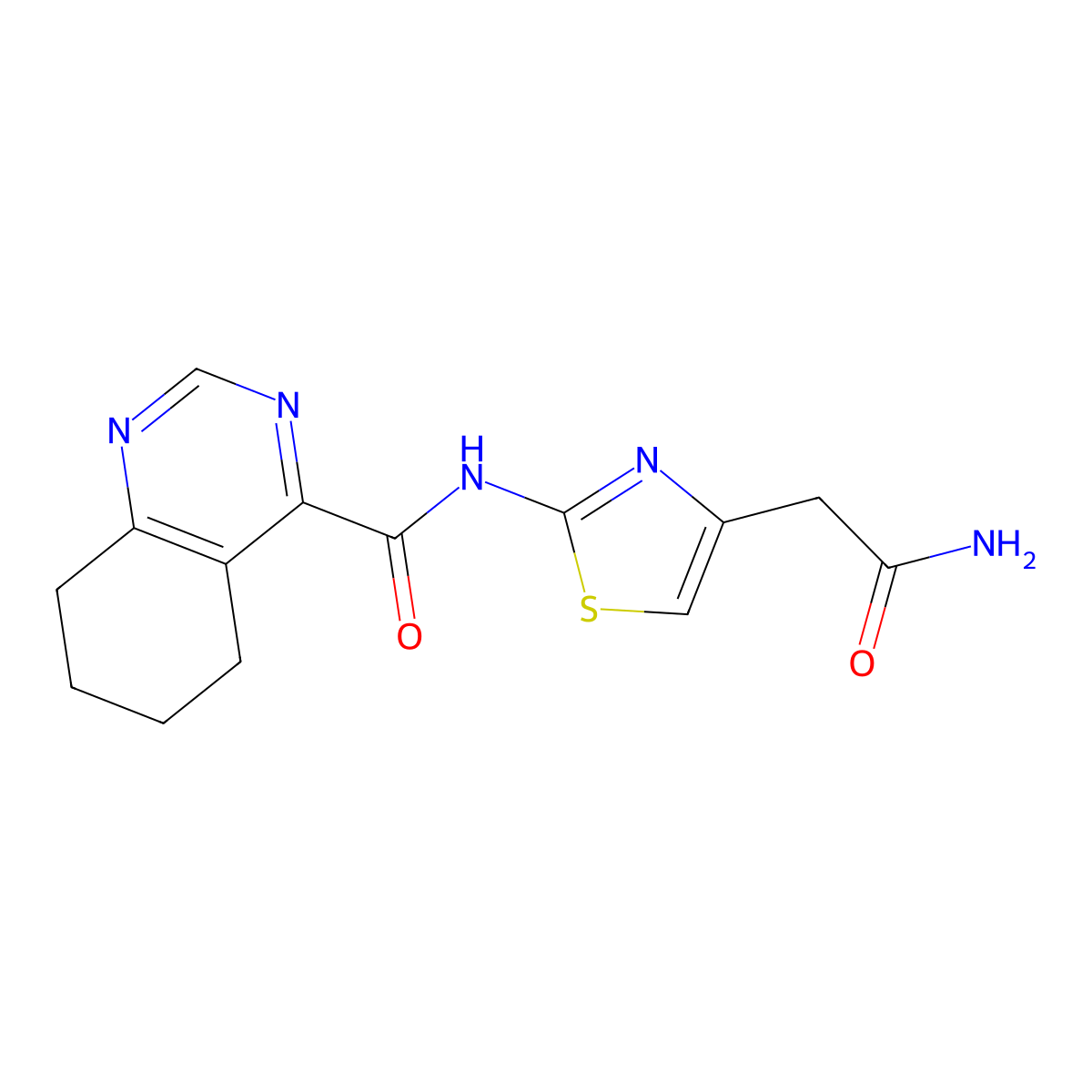 N-[4-(carbamoylmethyl)-1,3-thiazol-2-yl]-5,6,7,8-tetrahydroquinazoline-4-carboxamide molecular structure, CAS 2415462-07-4
