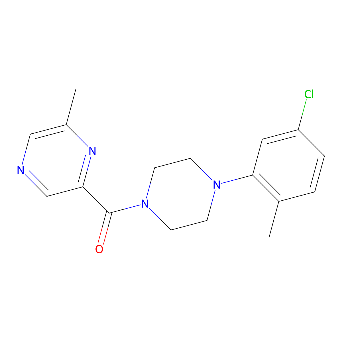 2-[4-(5-Chloro-2-methylphenyl)piperazine-1-carbonyl]-6-methylpyrazine molecular structure, CAS 2415462-14-3
