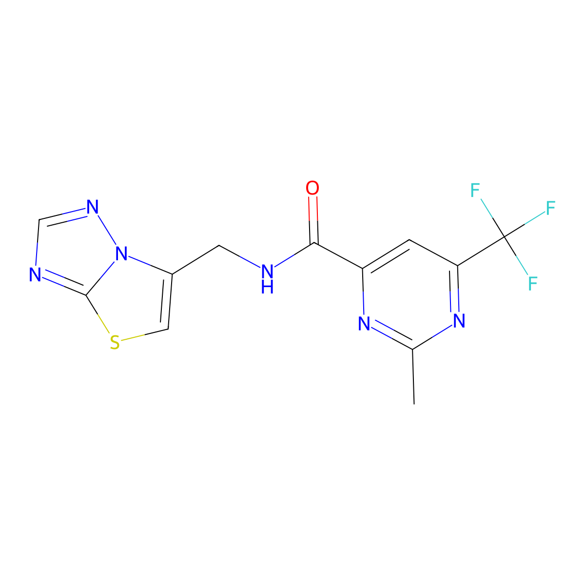 2-methyl-N-({[1,2,4]triazolo[3,2-b][1,3]thiazol-6-yl}methyl)-6-(trifluoromethyl)pyrimidine-4-carboxamide molecular structure, CAS 2415462-16-5
