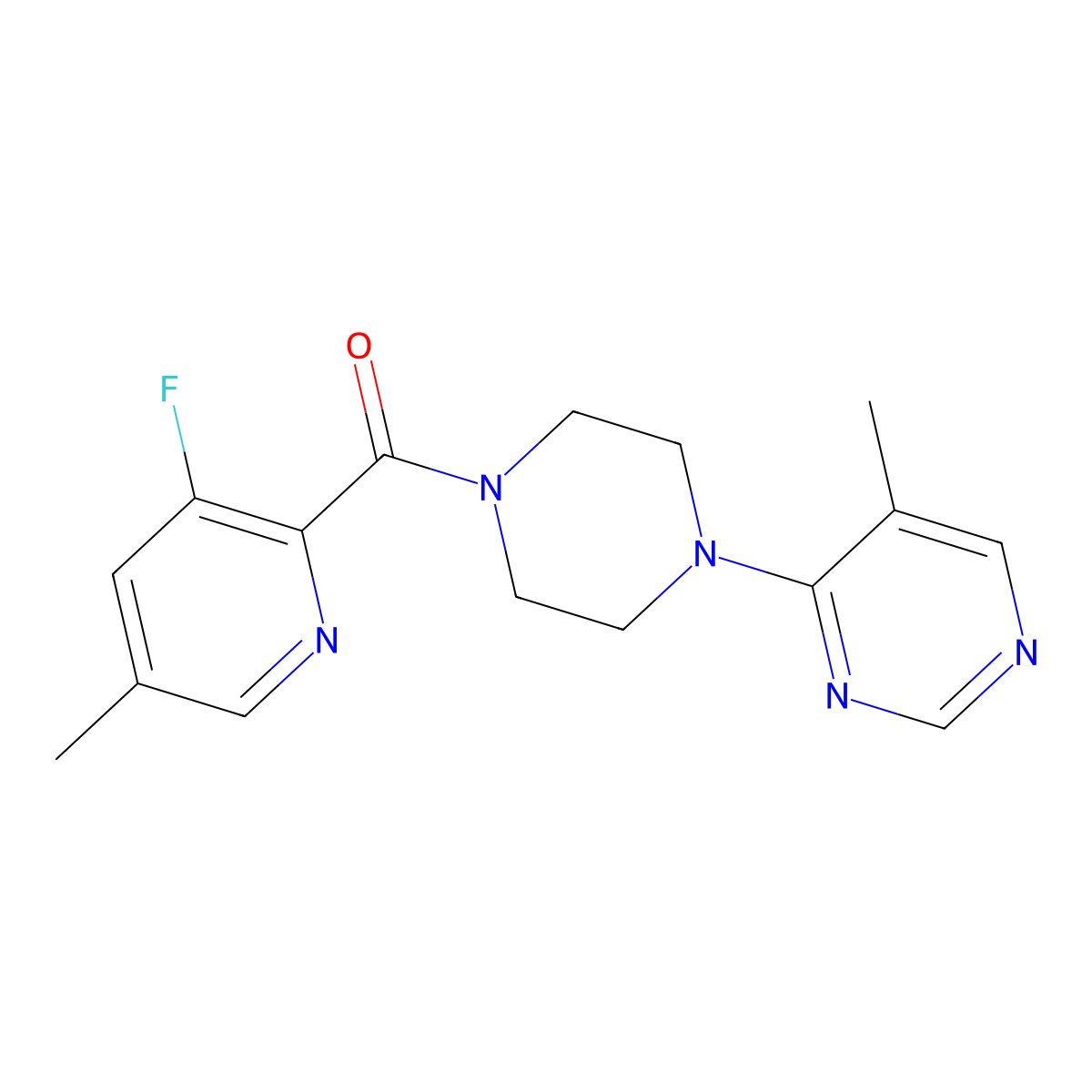 4-[4-(3-Fluoro-5-methylpyridine-2-carbonyl)piperazin-1-yl]-5-methylpyrimidine molecular structure, CAS 2415462-21-2