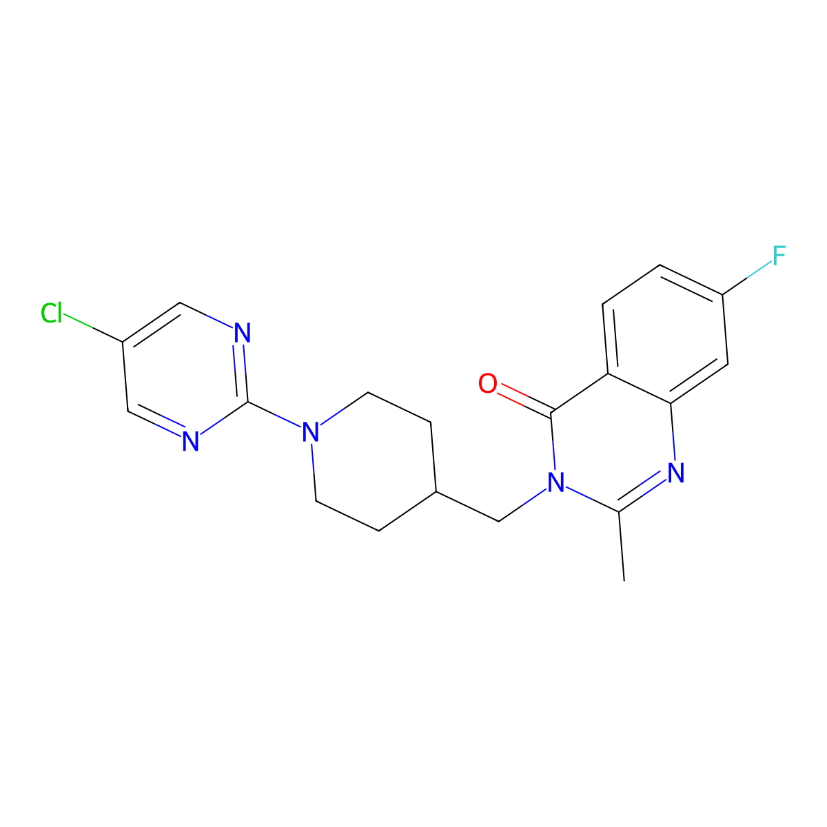 3-[[1-(5-Chloropyrimidin-2-yl)piperidin-4-yl]methyl]-7-fluoro-2-methylquinazolin-4-one molecular structure, CAS 2415462-22-3