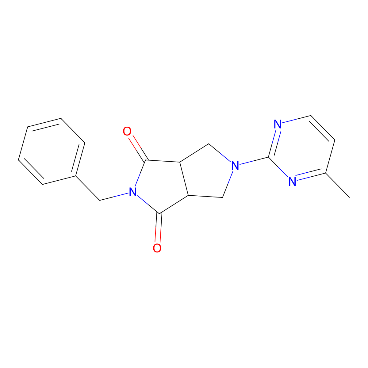 2-Benzyl-5-(4-methylpyrimidin-2-yl)-octahydropyrrolo[3,4-c]pyrrole-1,3-dione molecular structure, CAS 2415462-30-3