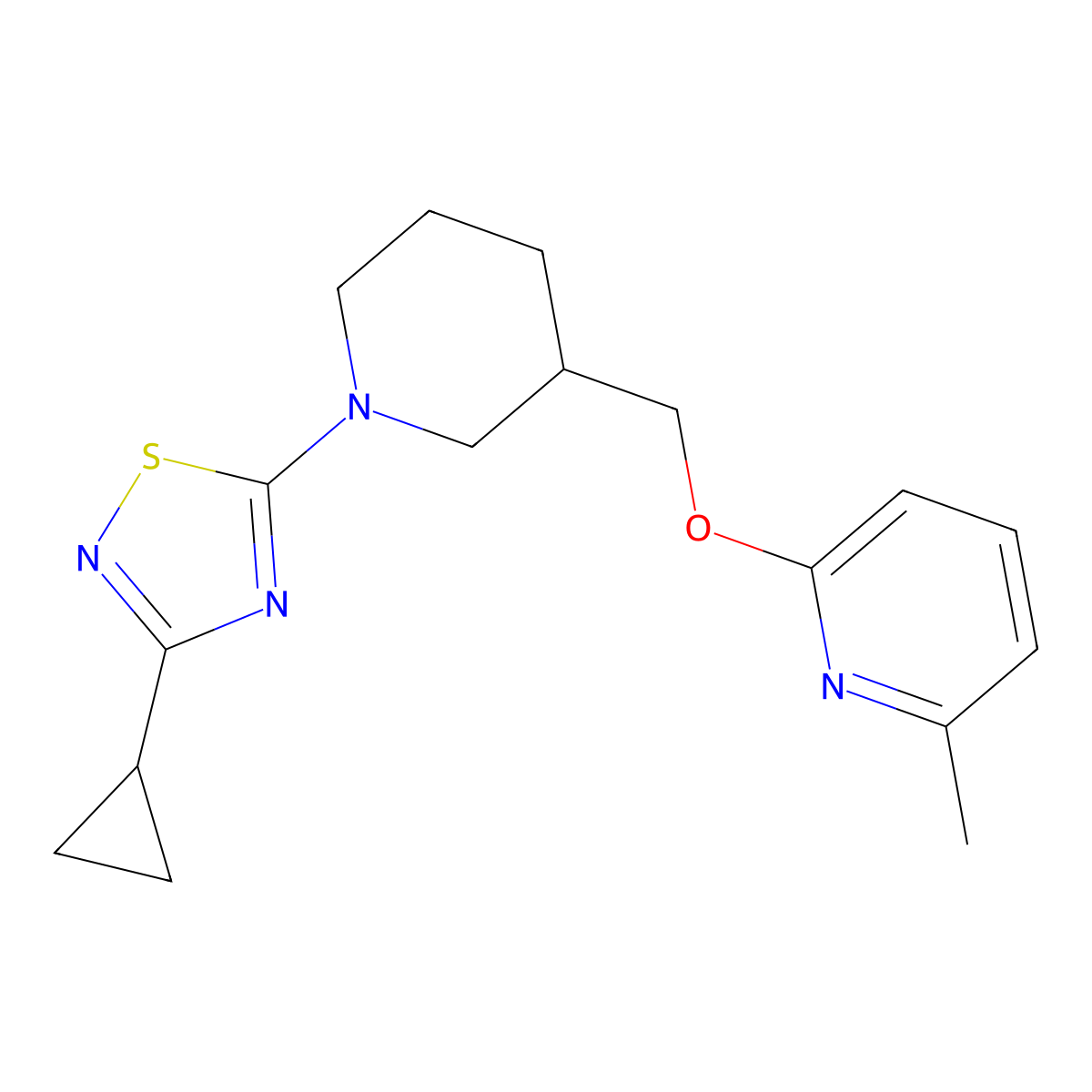 2-{[1-(3-Cyclopropyl-1,2,4-thiadiazol-5-yl)piperidin-3-yl]methoxy}-6-methylpyridine molecular structure, CAS 2415462-33-6