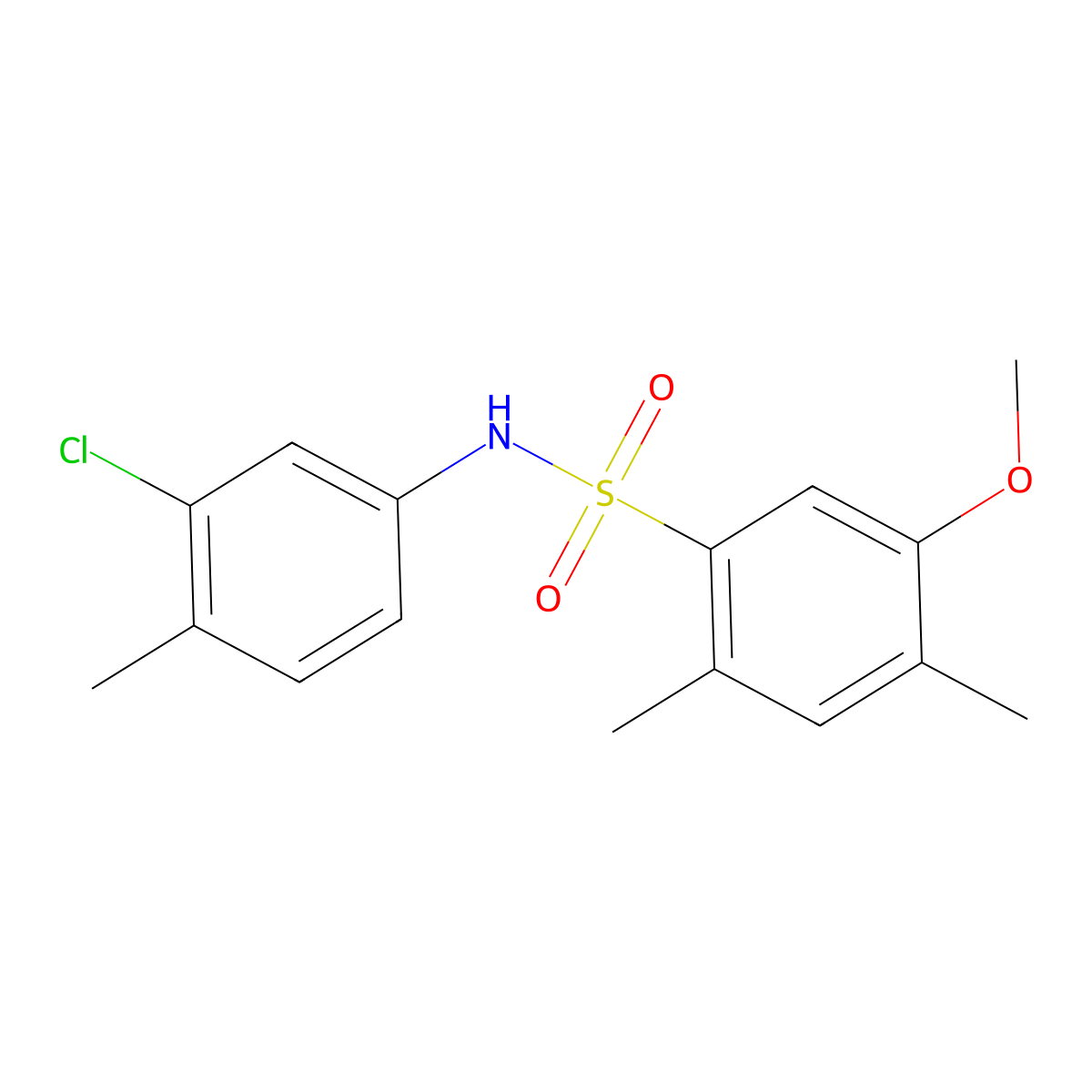 N-(3-chloro-4-methylphenyl)-5-methoxy-2,4-dimethylbenzene-1-sulfonamide molecular structure, CAS 2415462-34-7