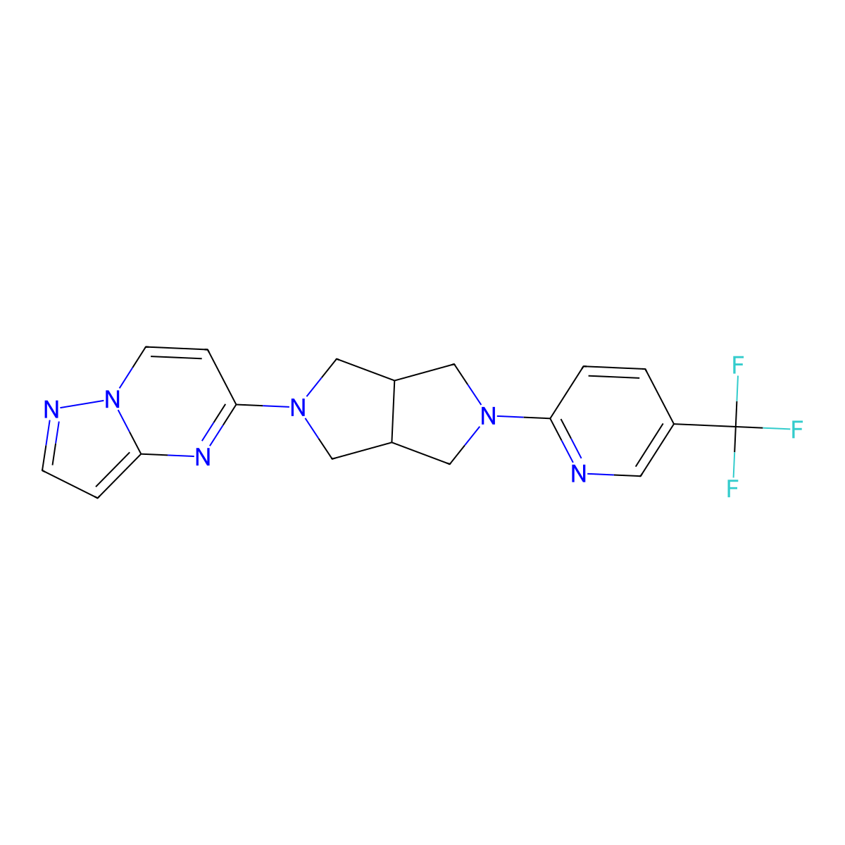 2-(5-{Pyrazolo[1,5-a]pyrimidin-5-yl}-octahydropyrrolo[3,4-c]pyrrol-2-yl)-5-(trifluoromethyl)pyridine molecular structure, CAS 2415462-38-1