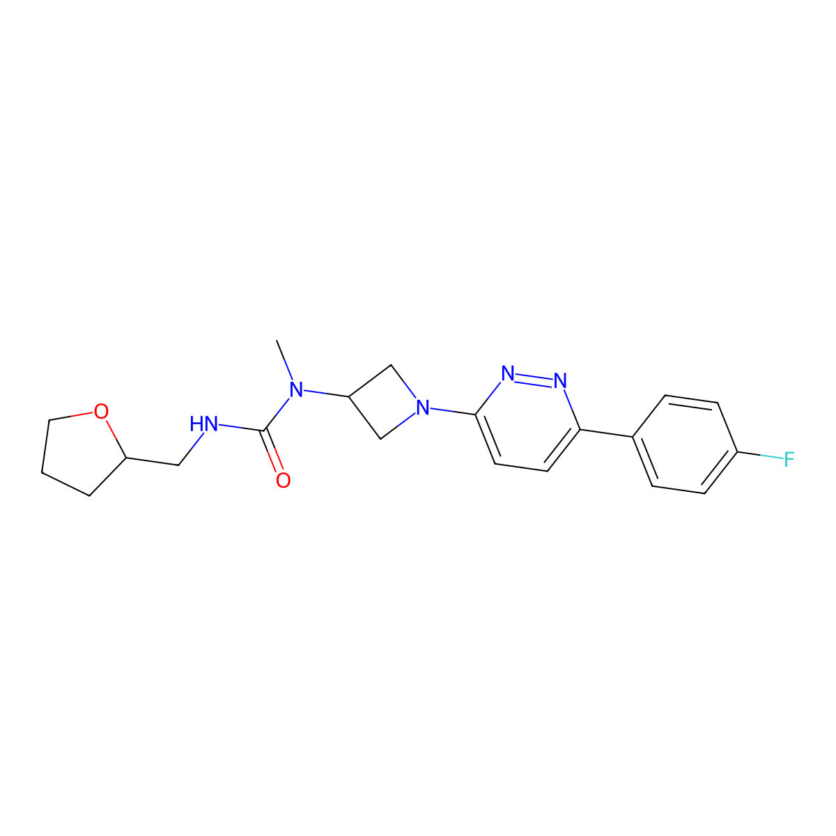 3-{1-[6-(4-Fluorophenyl)pyridazin-3-yl]azetidin-3-yl}-3-methyl-1-[(oxolan-2-yl)methyl]urea molecular structure, CAS 2415462-39-2