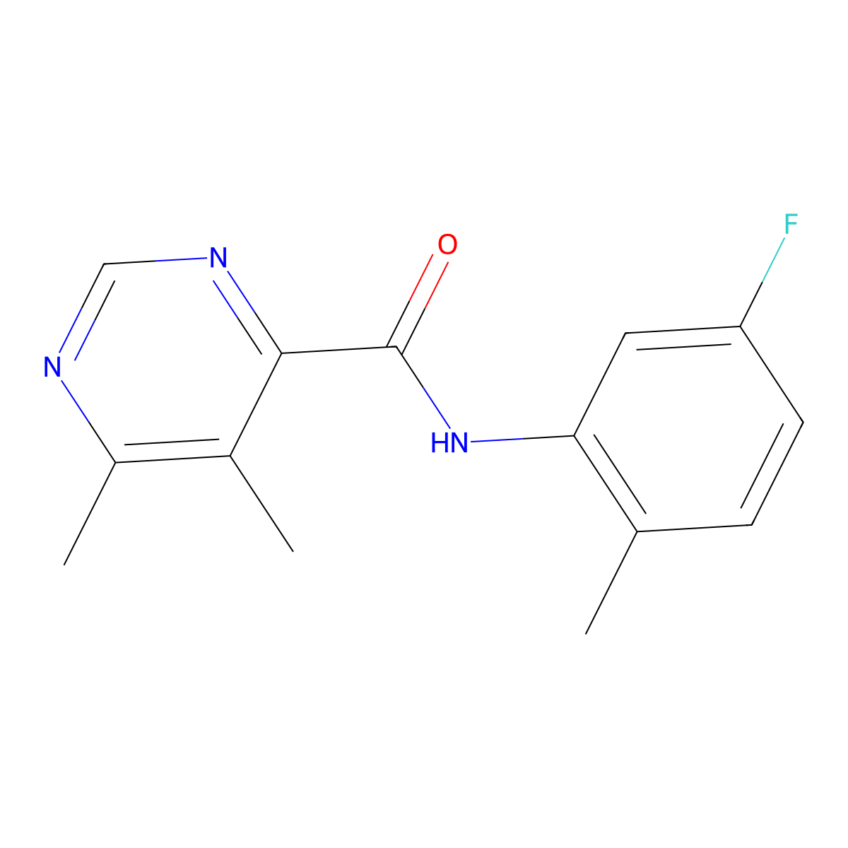 N-(5-fluoro-2-methylphenyl)-5,6-dimethylpyrimidine-4-carboxamide molecular structure, CAS 2415462-44-9