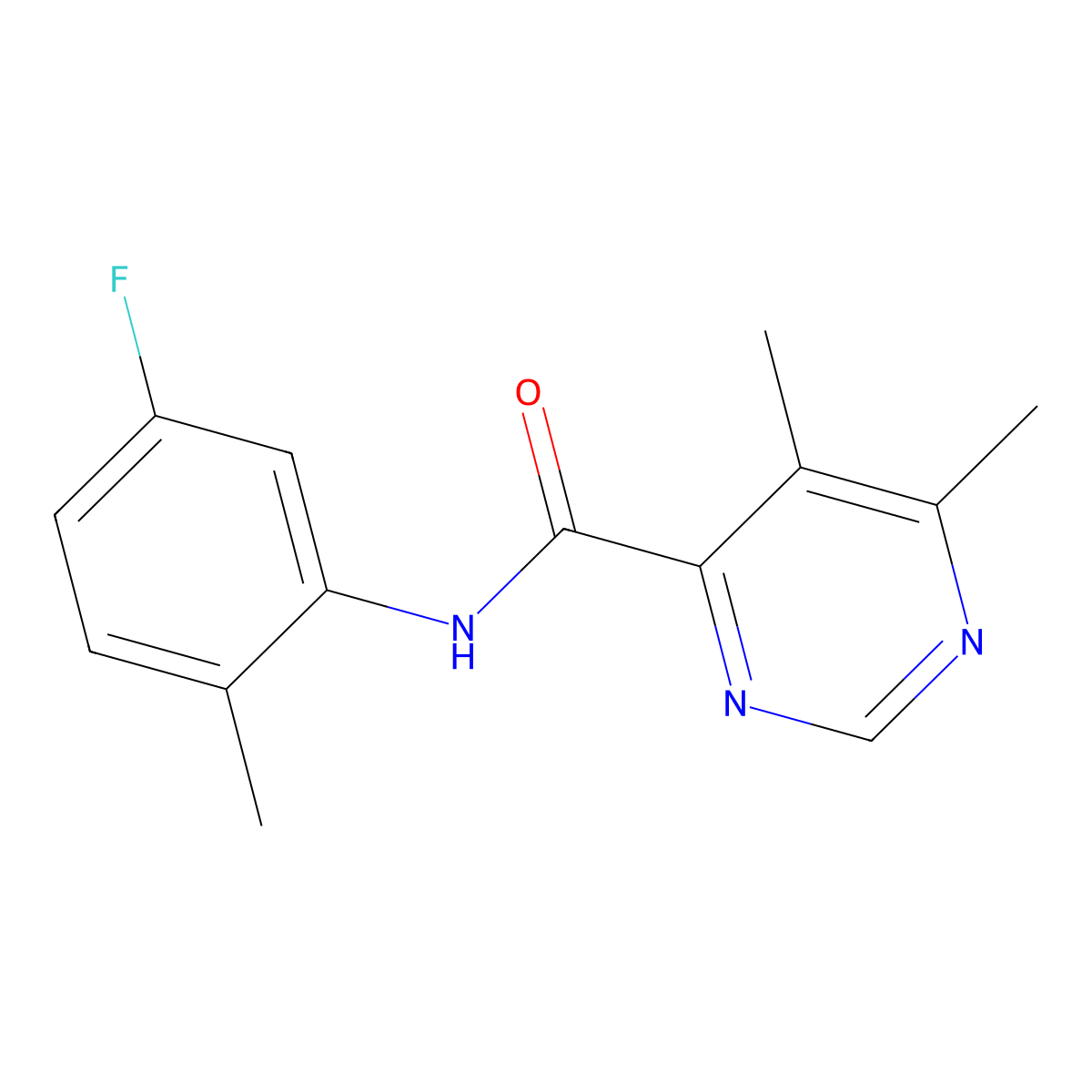 N-(5-fluoro-2-methylphenyl)-5,6-dimethylpyrimidine-4-carboxamide molecular structure, CAS 2415462-44-9