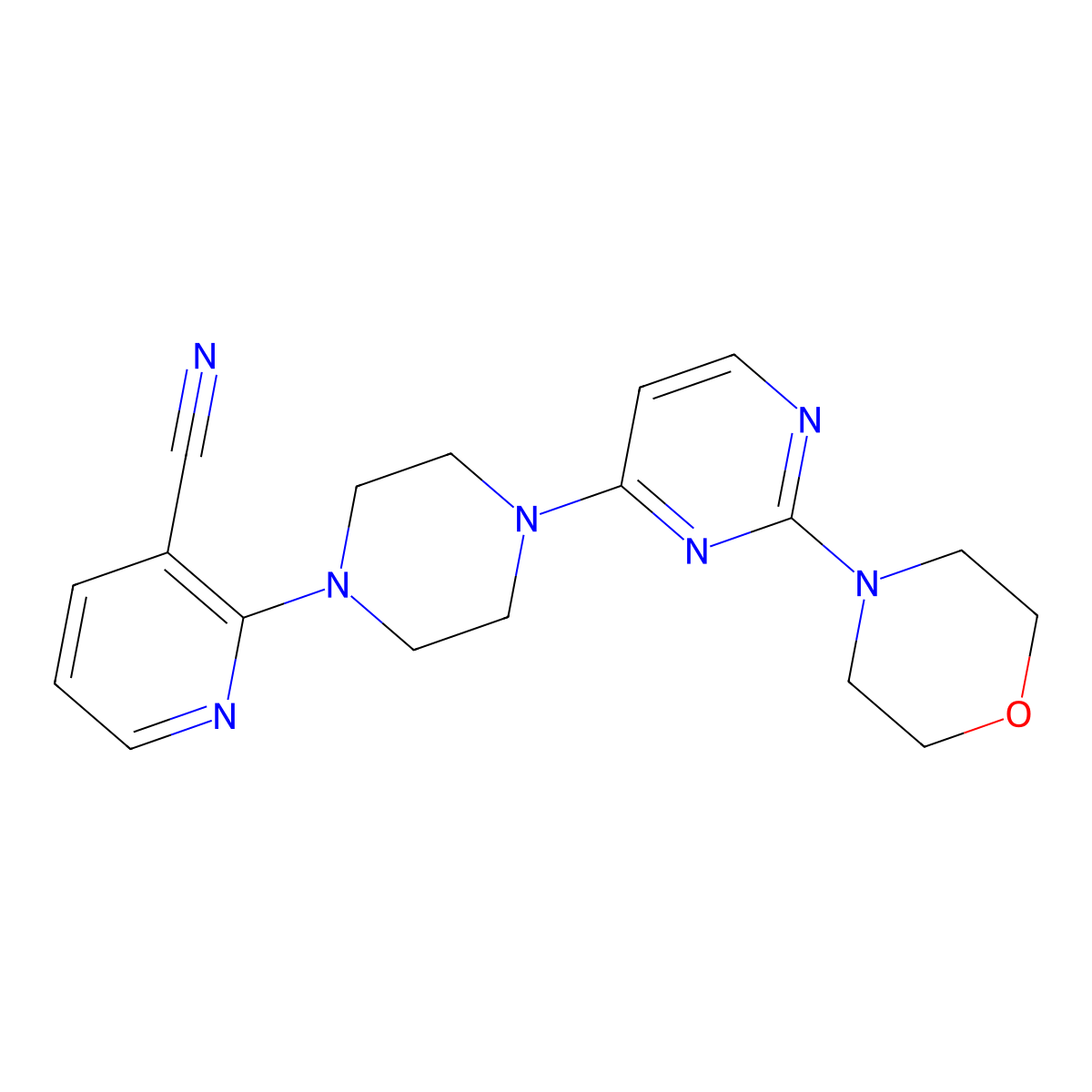 2-{4-[2-(Morpholin-4-yl)pyrimidin-4-yl]piperazin-1-yl}pyridine-3-carbonitrile molecular structure, CAS 2415462-46-1