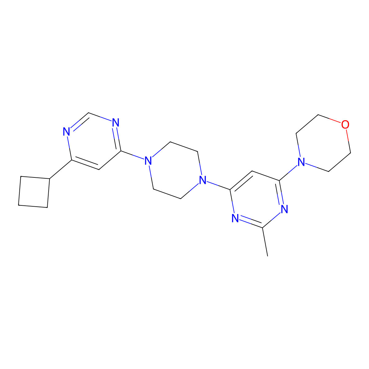 4-{6-[4-(6-Cyclobutylpyrimidin-4-yl)piperazin-1-yl]-2-methylpyrimidin-4-yl}morpholine molecular structure, CAS 2415462-47-2