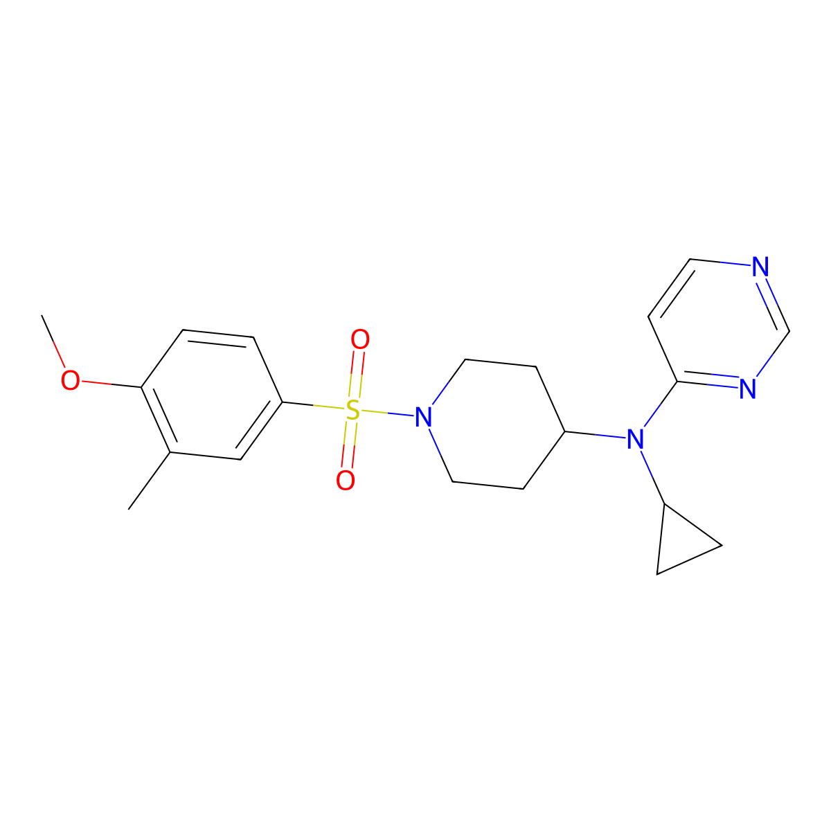 N-cyclopropyl-N-[1-(4-methoxy-3-methylbenzenesulfonyl)piperidin-4-yl]pyrimidin-4-amine molecular structure, CAS 2415462-48-3