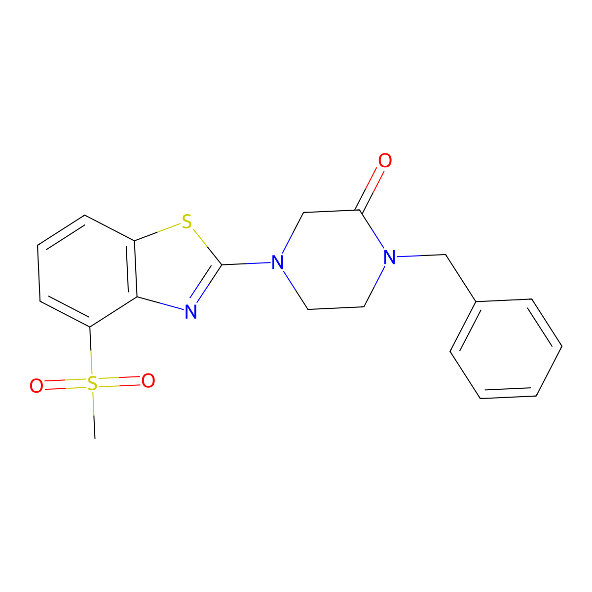 1-Benzyl-4-(4-methanesulfonyl-1,3-benzothiazol-2-yl)piperazin-2-one molecular structure, CAS 2415462-53-0