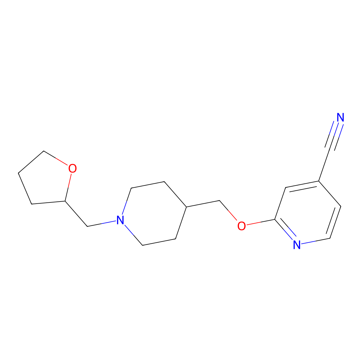 2-({1-[(Oxolan-2-yl)methyl]piperidin-4-yl}methoxy)pyridine-4-carbonitrile molecular structure, CAS 2415462-55-2