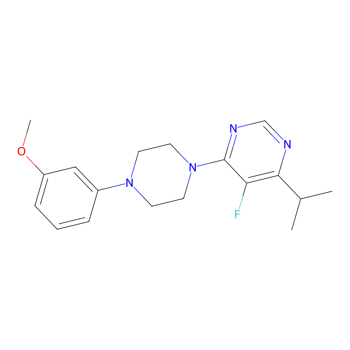 5-Fluoro-4-[4-(3-methoxyphenyl)piperazin-1-yl]-6-(propan-2-yl)pyrimidine molecular structure, CAS 2415462-58-5