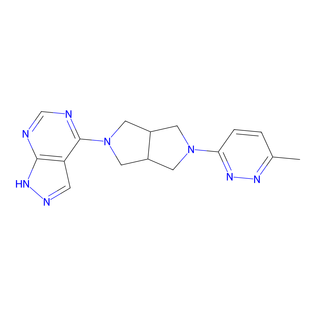 3-methyl-6-(5-{1H-pyrazolo[3,4-d]pyrimidin-4-yl}-octahydropyrrolo[3,4-c]pyrrol-2-yl)pyridazine molecular structure, CAS 2415462-59-6