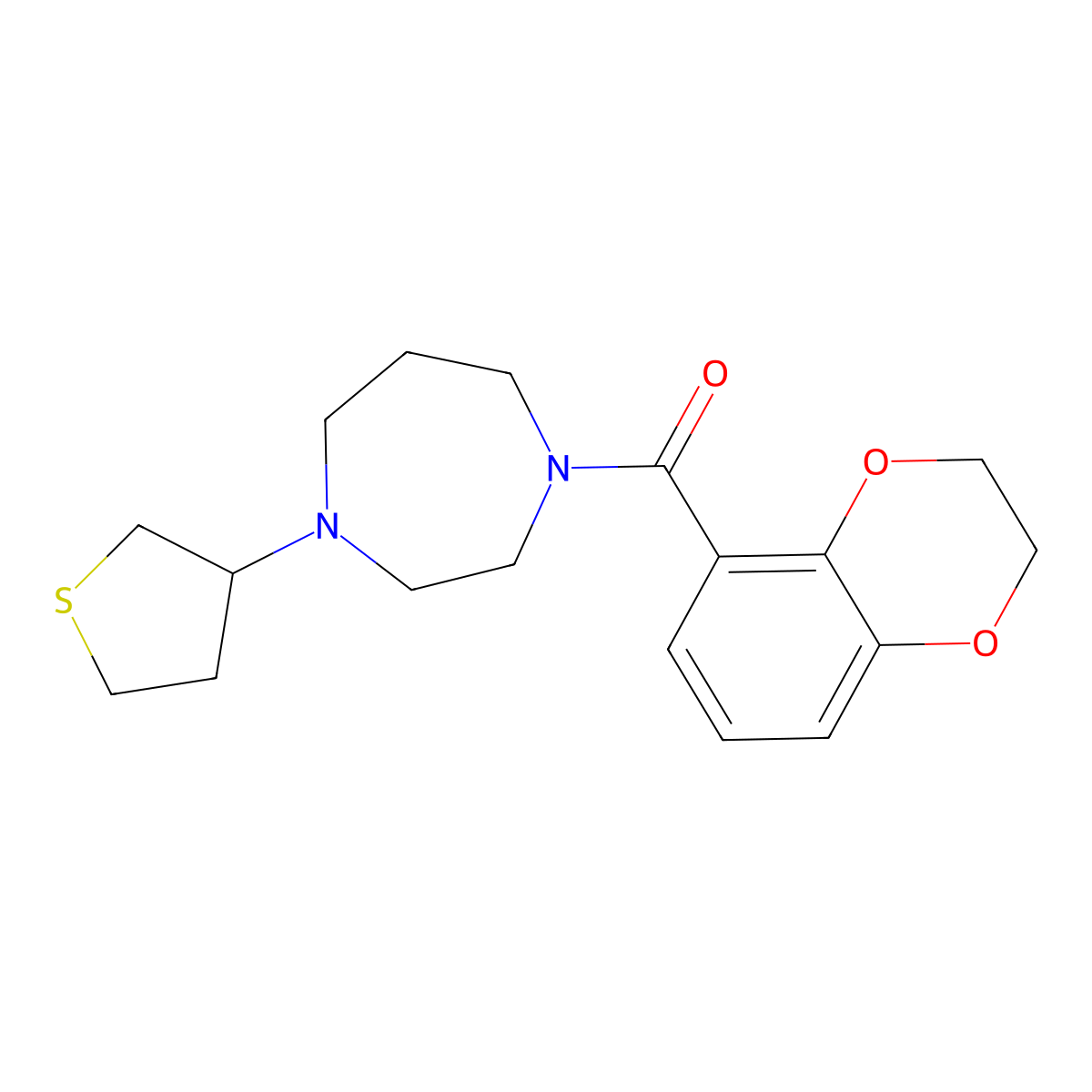 1-(2,3-Dihydro-1,4-benzodioxine-5-carbonyl)-4-(thiolan-3-yl)-1,4-diazepane molecular structure, CAS 2415462-63-2