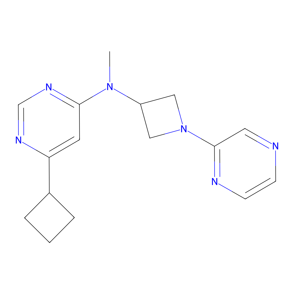 6-cyclobutyl-N-methyl-N-[1-(pyrazin-2-yl)azetidin-3-yl]pyrimidin-4-amine molecular structure, CAS 2415462-66-5