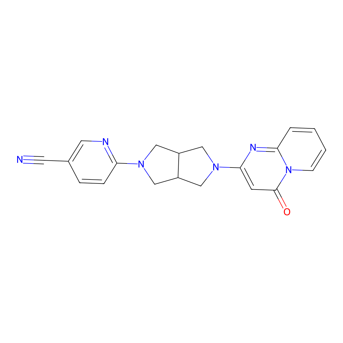 6-(5-{4-oxo-4H-pyrido[1,2-a]pyrimidin-2-yl}-octahydropyrrolo[3,4-c]pyrrol-2-yl)pyridine-3-carbonitrile molecular structure, CAS 2415462-74-5