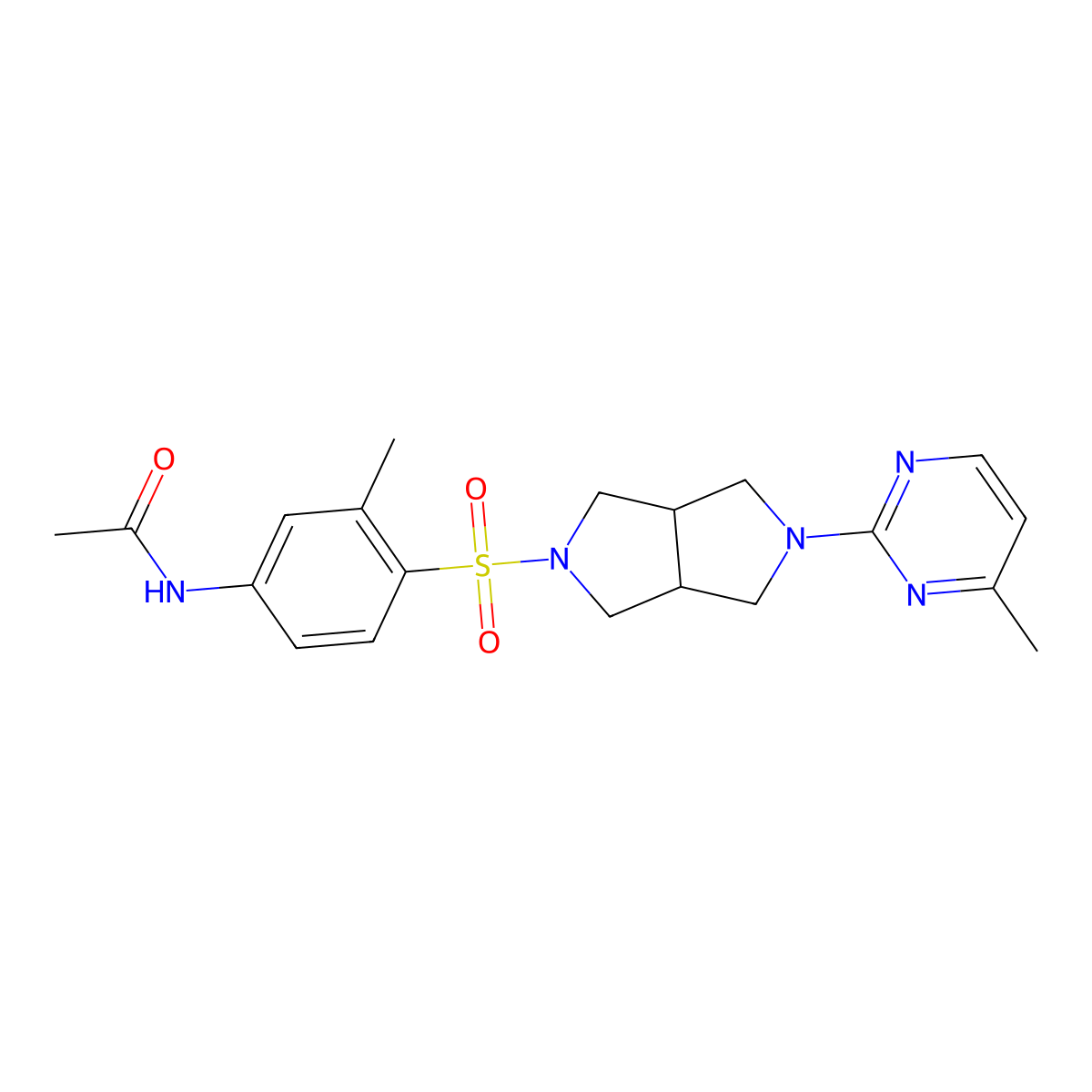 N-(3-methyl-4-{[5-(4-methylpyrimidin-2-yl)-octahydropyrrolo[3,4-c]pyrrol-2-yl]sulfonyl}phenyl)acetamide molecular structure, CAS 2415462-79-0