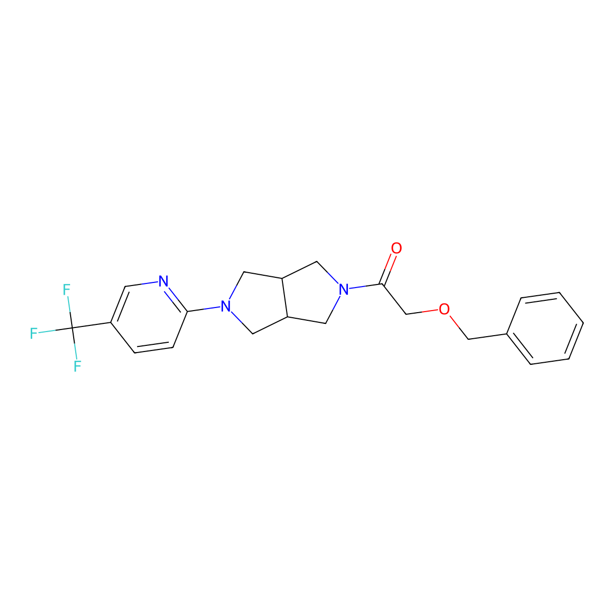 2-(Benzyloxy)-1-{5-[5-(trifluoromethyl)pyridin-2-yl]-octahydropyrrolo[3,4-c]pyrrol-2-yl}ethan-1-one molecular structure, CAS 2415462-87-0