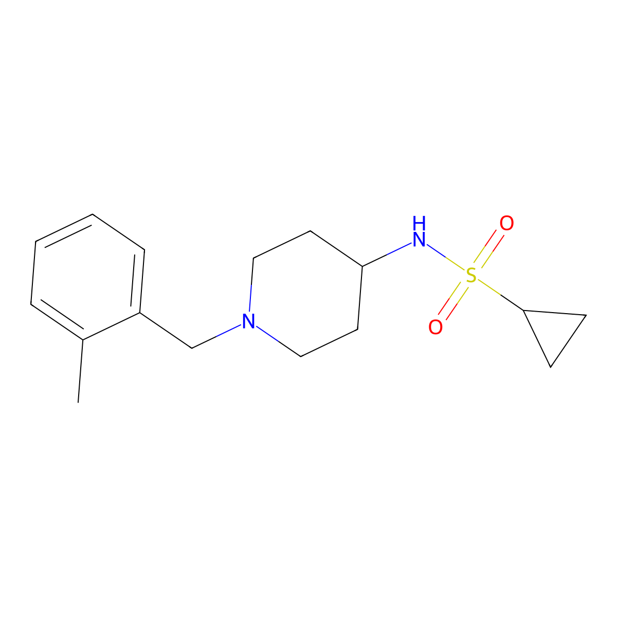 N-{1-[(2-methylphenyl)methyl]piperidin-4-yl}cyclopropanesulfonamide molecular structure, CAS 2415462-89-2