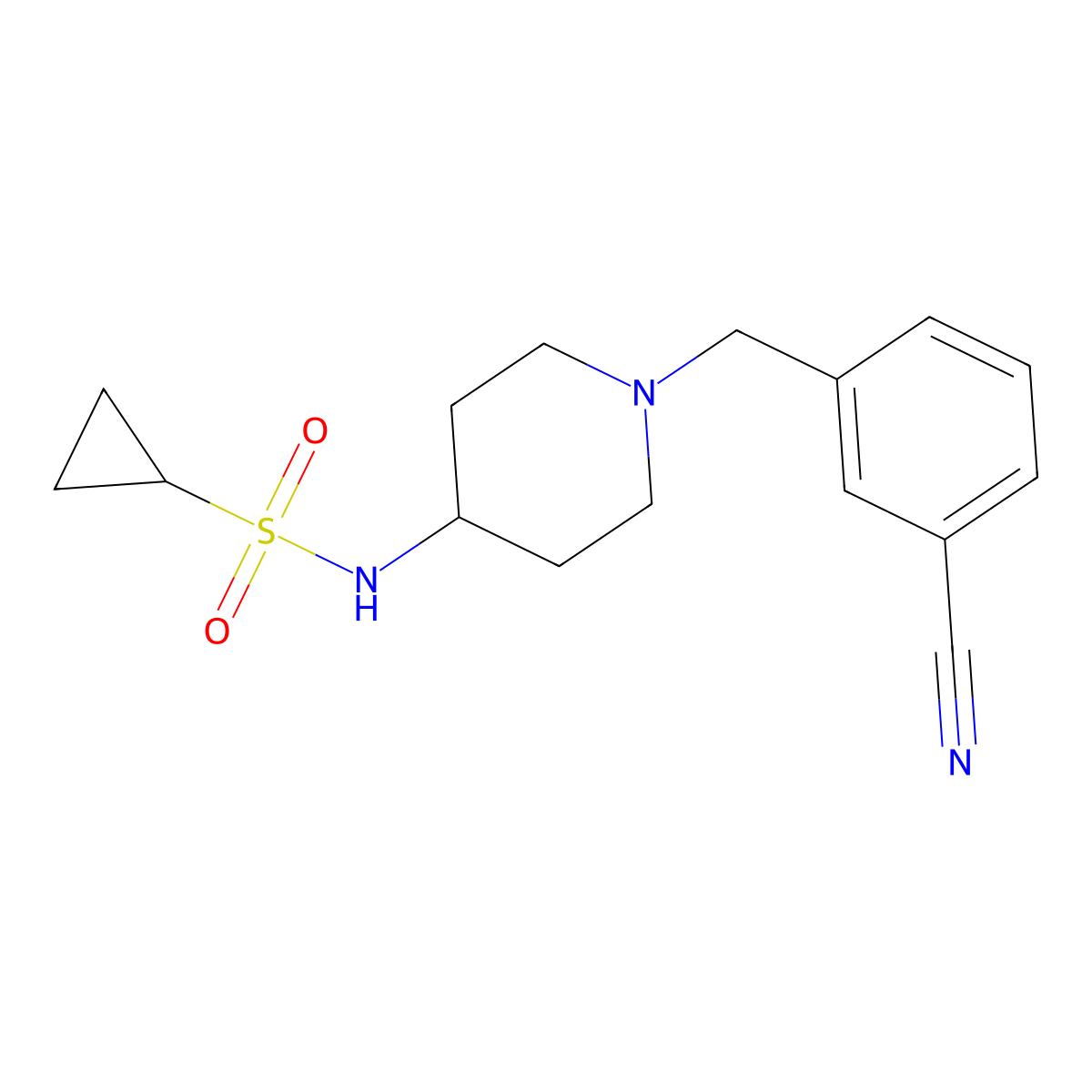 N-{1-[(3-cyanophenyl)methyl]piperidin-4-yl}cyclopropanesulfonamide molecular structure, CAS 2415462-92-7