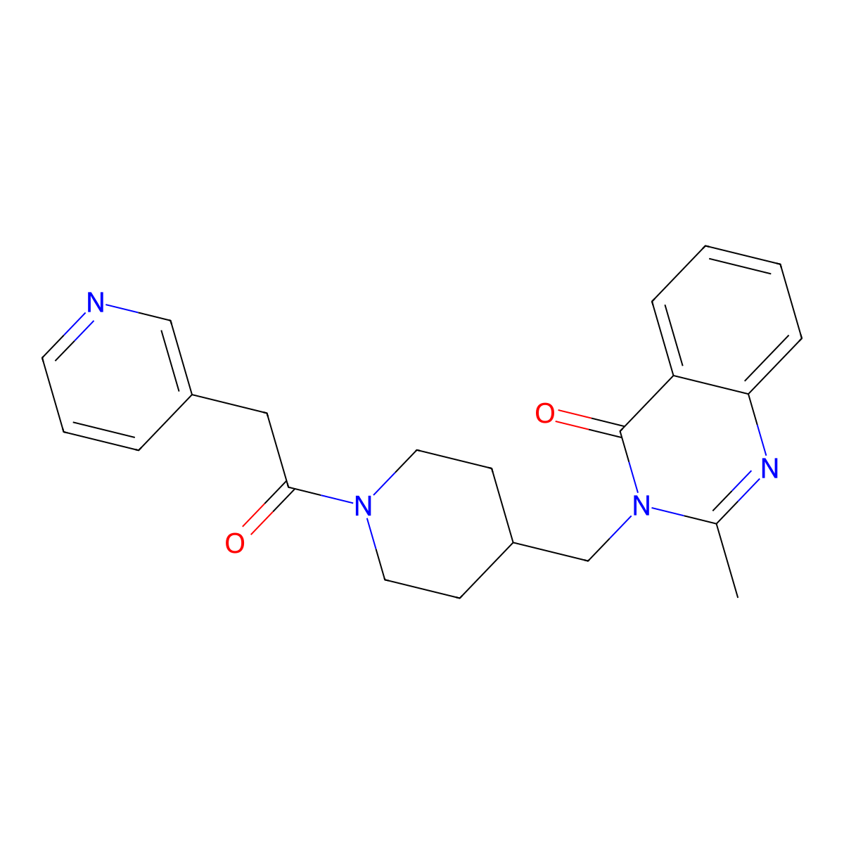 2-Methyl-3-({1-[2-(pyridin-3-yl)acetyl]piperidin-4-yl}methyl)-3,4-dihydroquinazolin-4-one molecular structure, CAS 2415462-95-0