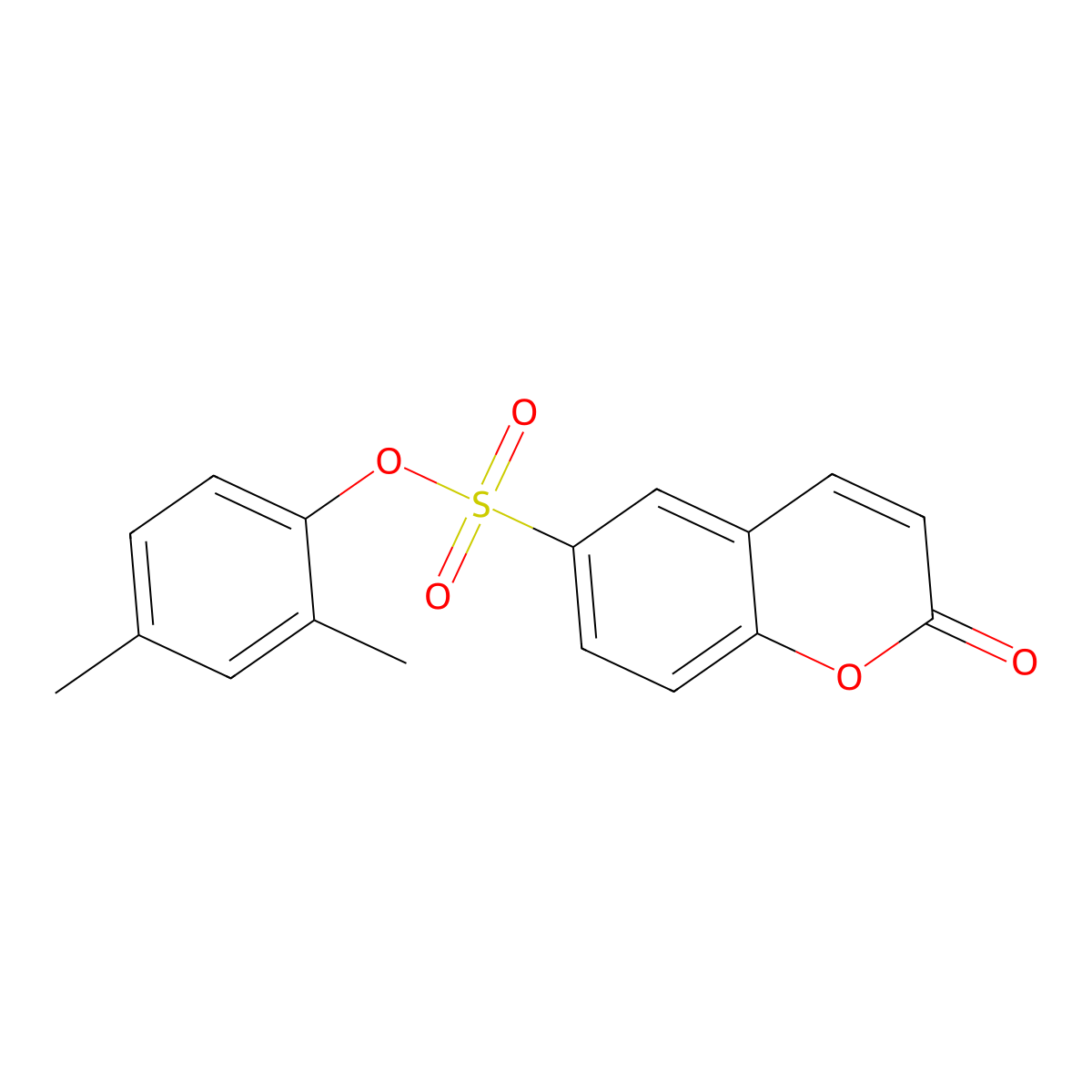 2,4-dimethylphenyl 2-oxo-2H-chromene-6-sulfonate molecular structure, CAS 2415462-96-1
