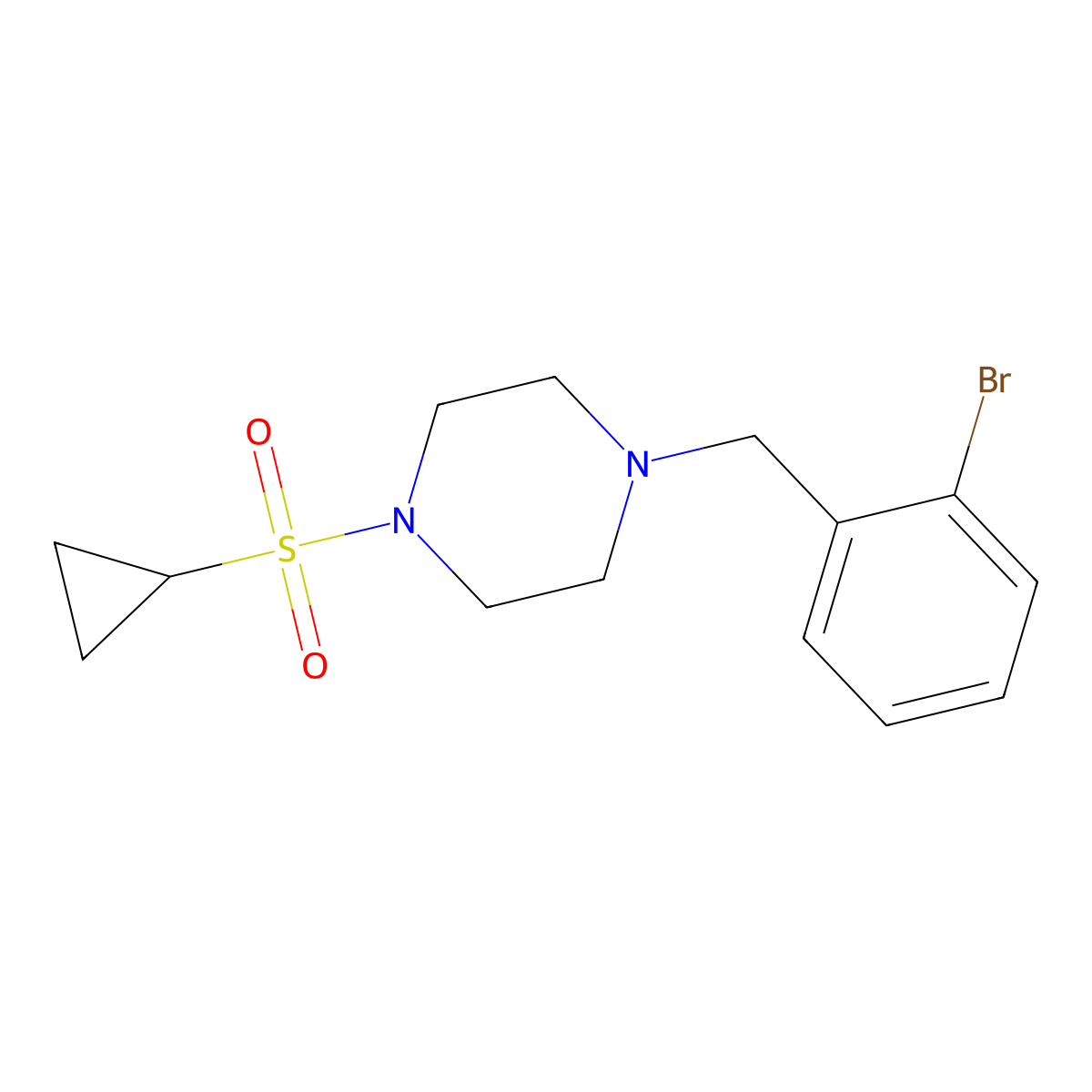 1-[(2-Bromophenyl)methyl]-4-(cyclopropanesulfonyl)piperazine molecular structure, CAS 2415463-01-1