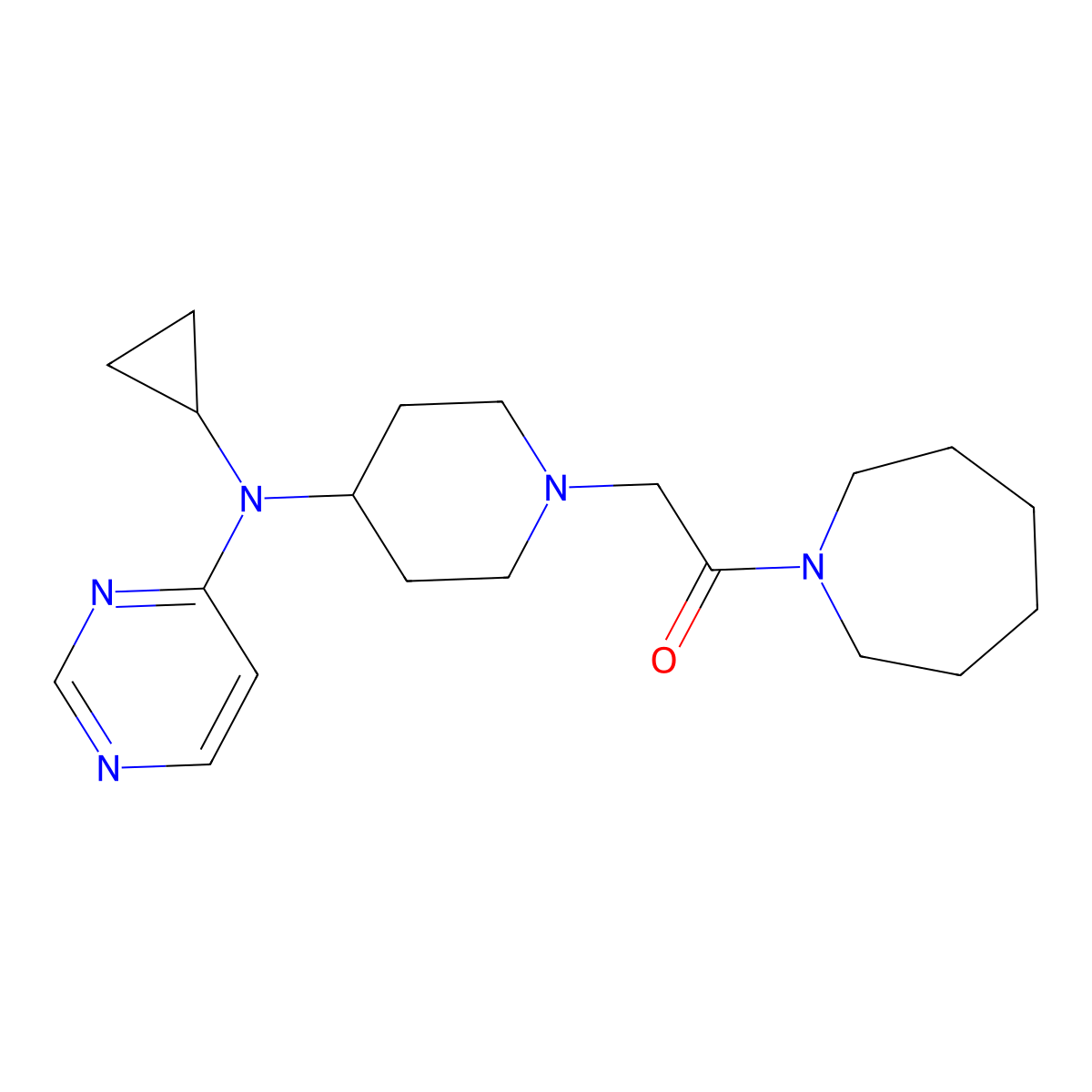 1-(Azepan-1-yl)-2-{4-[cyclopropyl(pyrimidin-4-yl)amino]piperidin-1-yl}ethan-1-one molecular structure, CAS 2415463-07-7