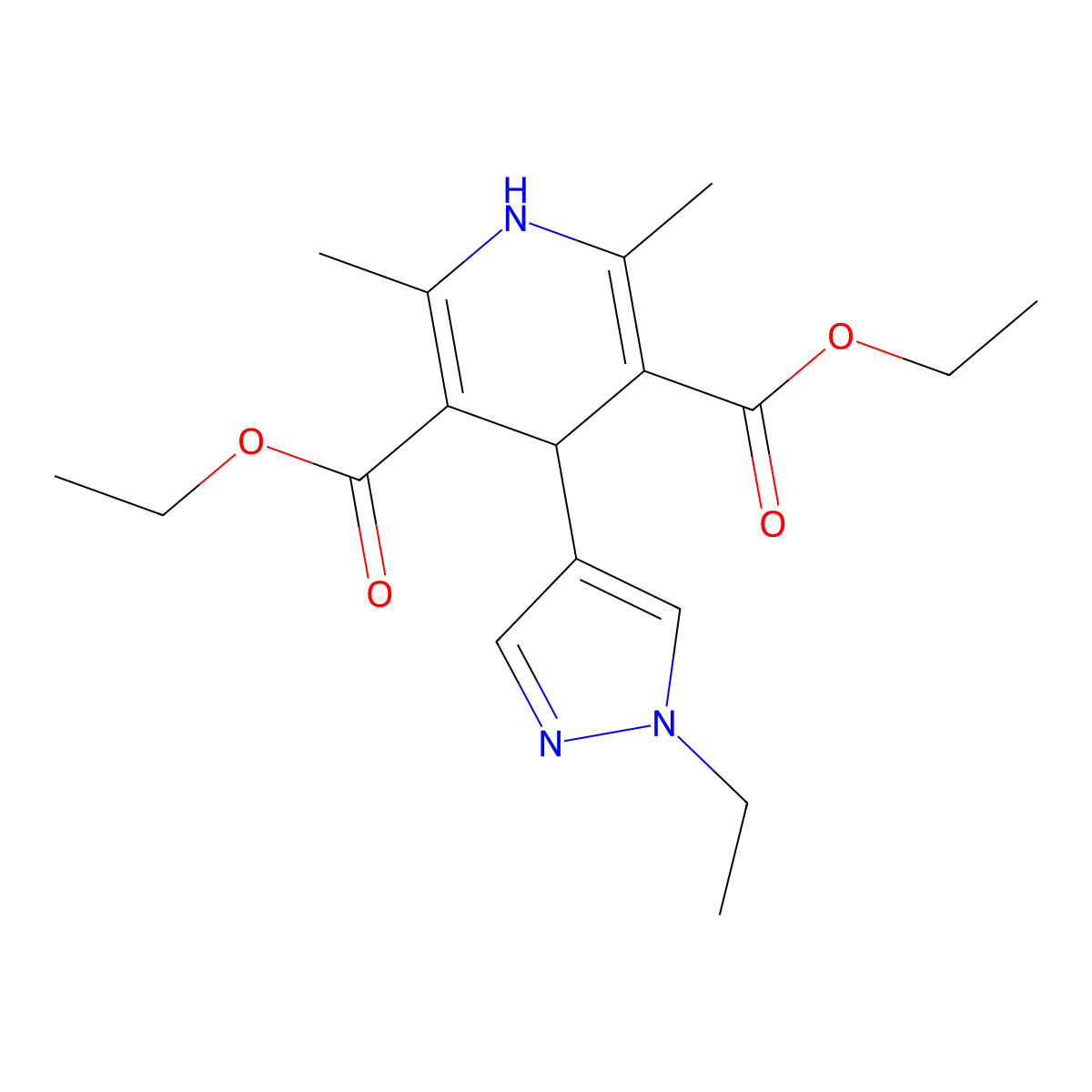 3,5-diethyl 4-(1-ethyl-1H-pyrazol-4-yl)-2,6-dimethyl-1,4-dihydropyridine-3,5-dicarboxylate molecular structure, CAS 2415463-08-8