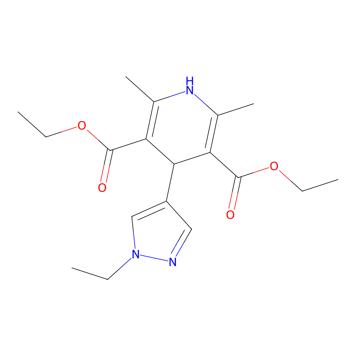 3,5-diethyl 4-(1-ethyl-1H-pyrazol-4-yl)-2,6-dimethyl-1,4-dihydropyridine-3,5-dicarboxylate molecular structure, CAS 2415463-08-8